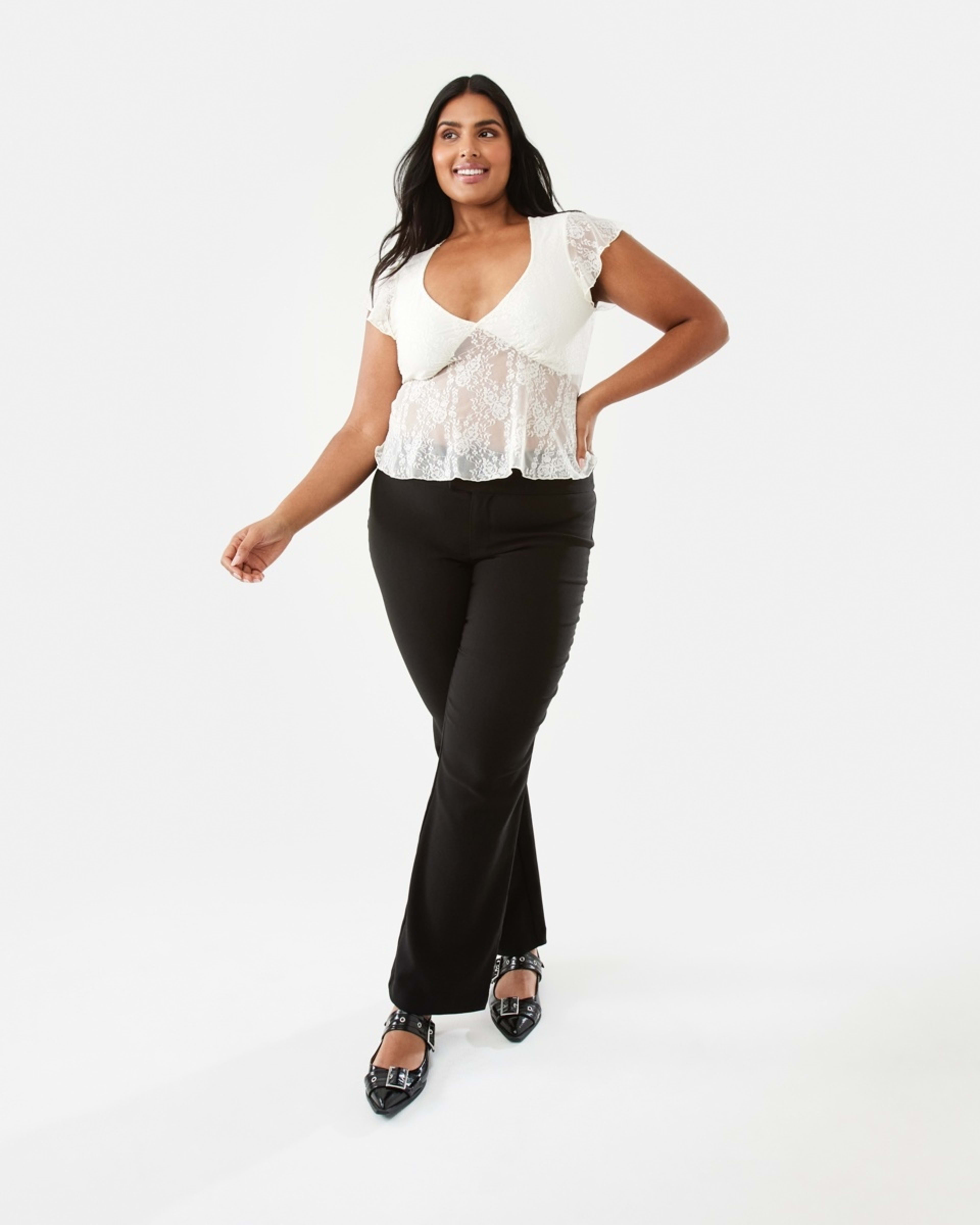 4 Short Sleeve Lace Babydoll Top Prtn White, 4 of 10