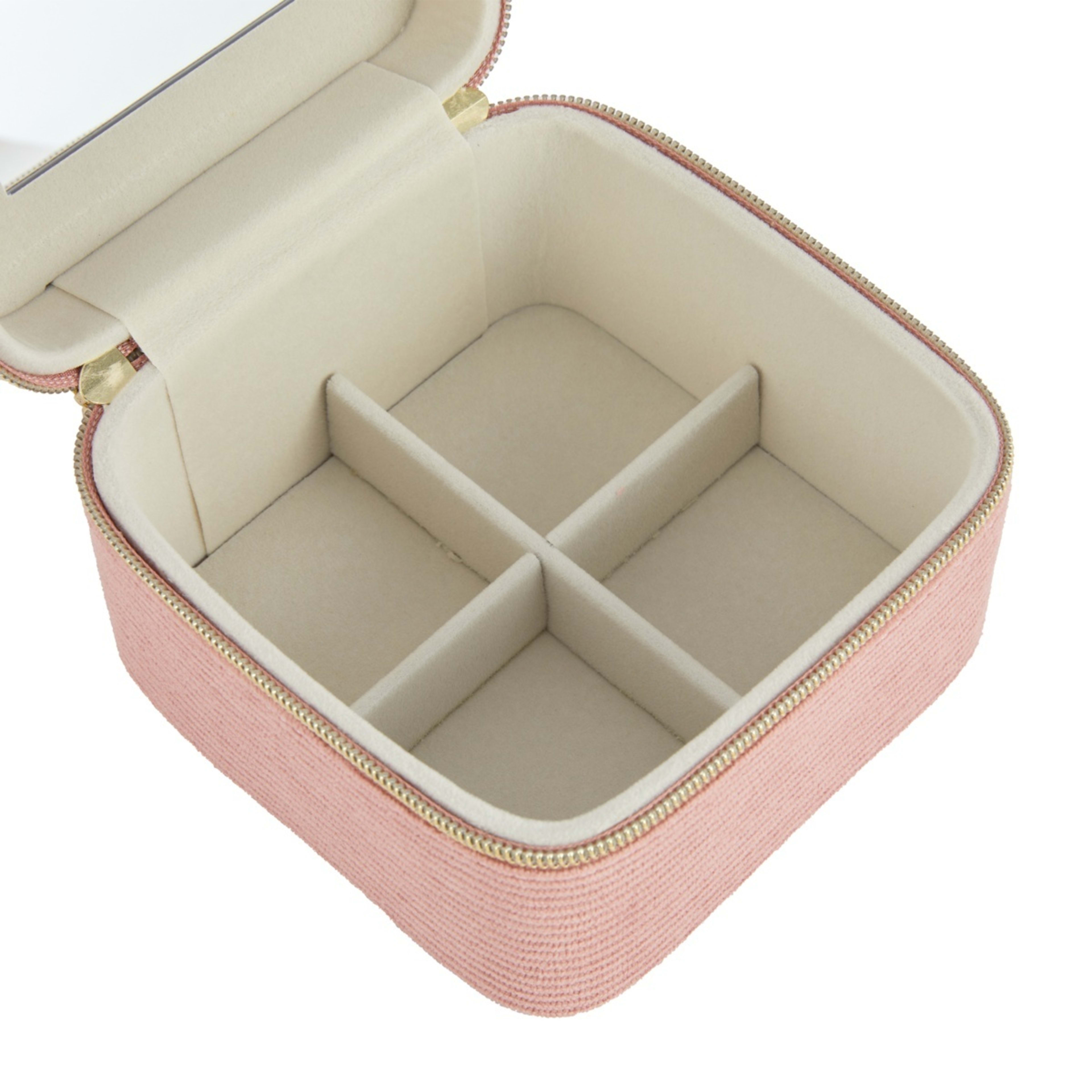 8 Pink Corduroy Square Jewellery Box, 8 of 9