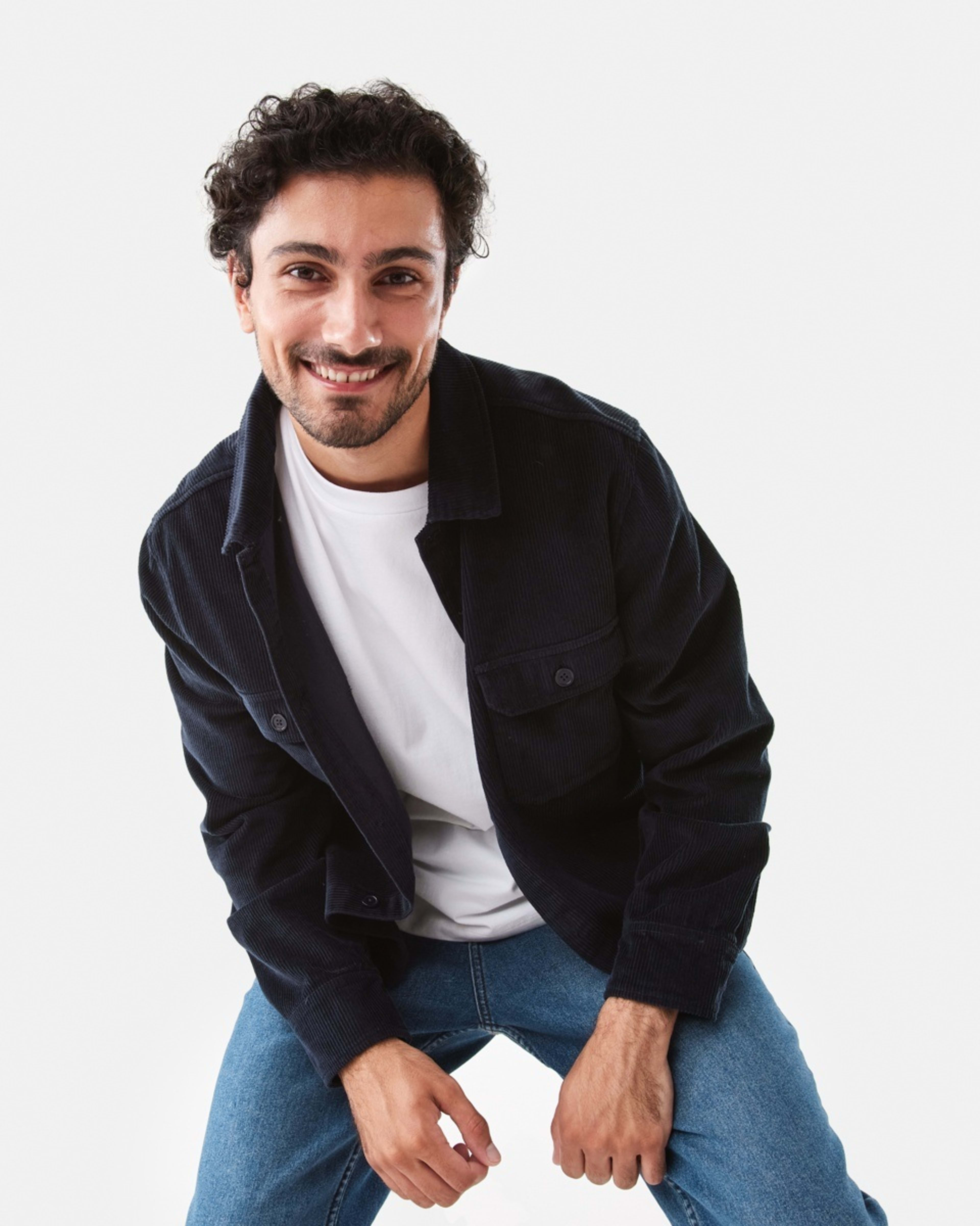 1 Long Sleeve Corduroy Overshirt Sky Cptn