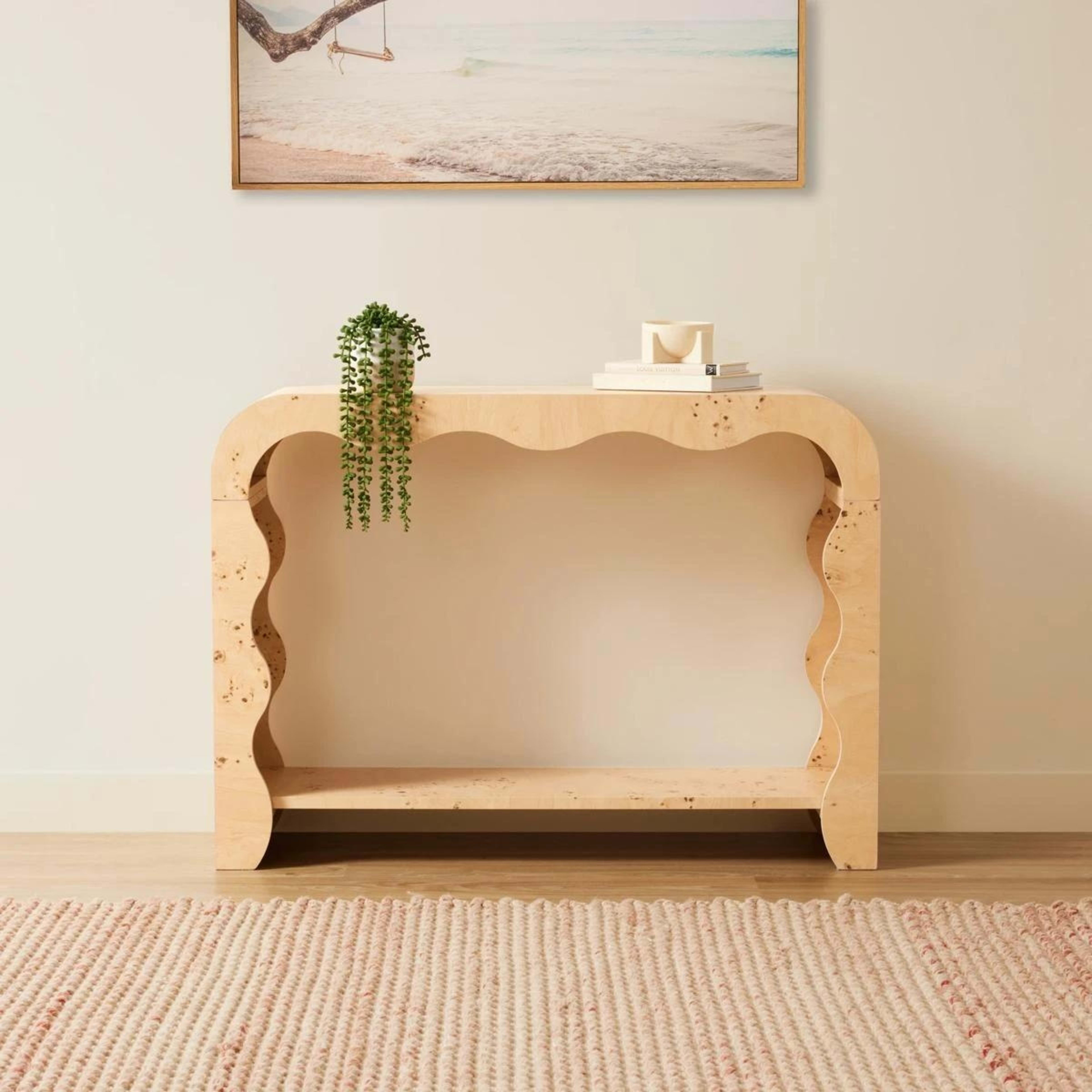 1 Burlwood Look Hall Table