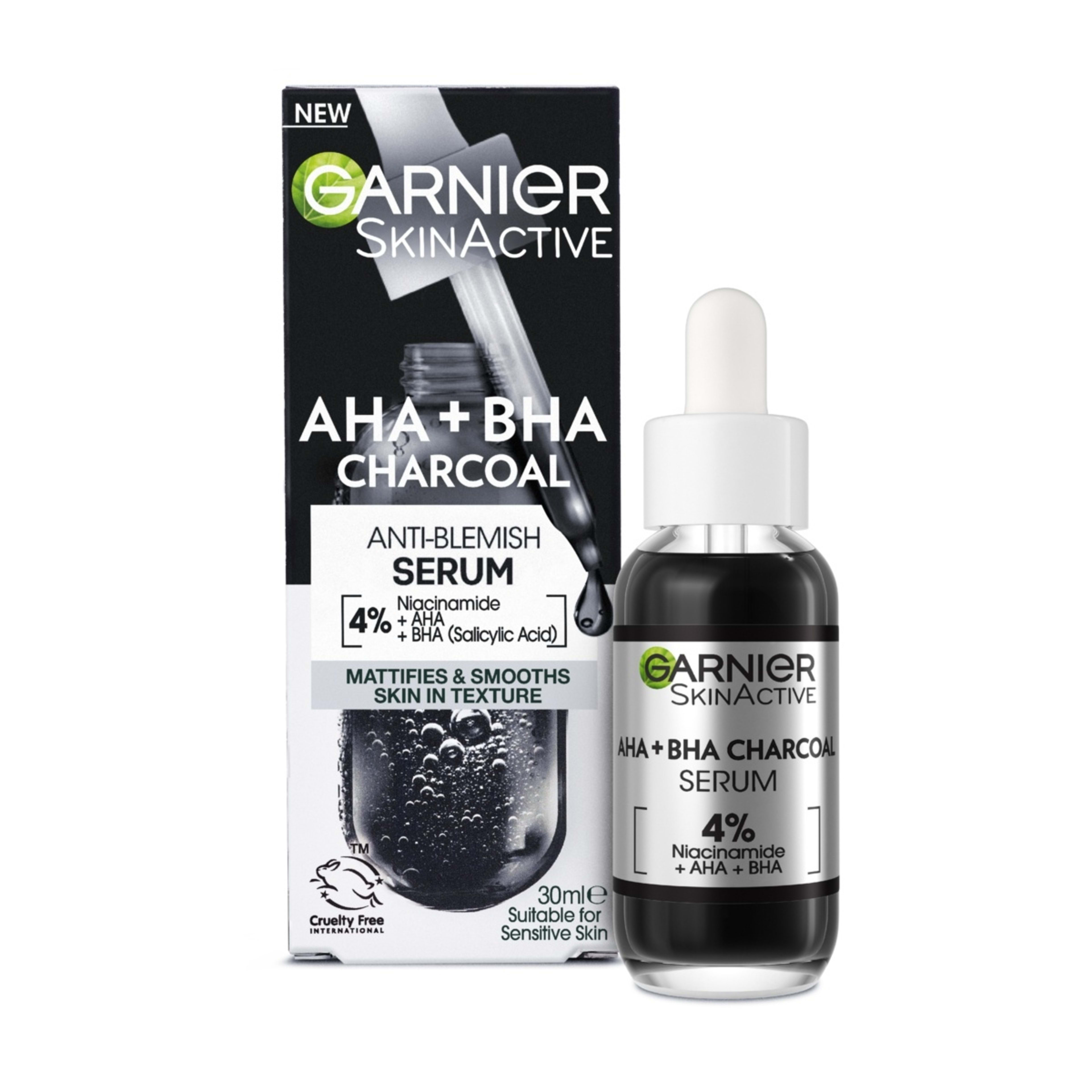 1 Garnier SkinActive Anti-Blemish Serum 30ml - AHA, BHA, Charcoal and Niacinamide