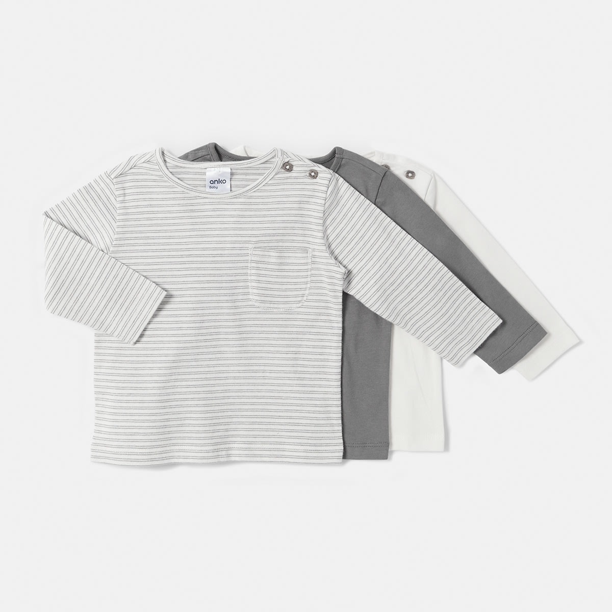 3 Pack Organic Cotton Long Sleeve T 