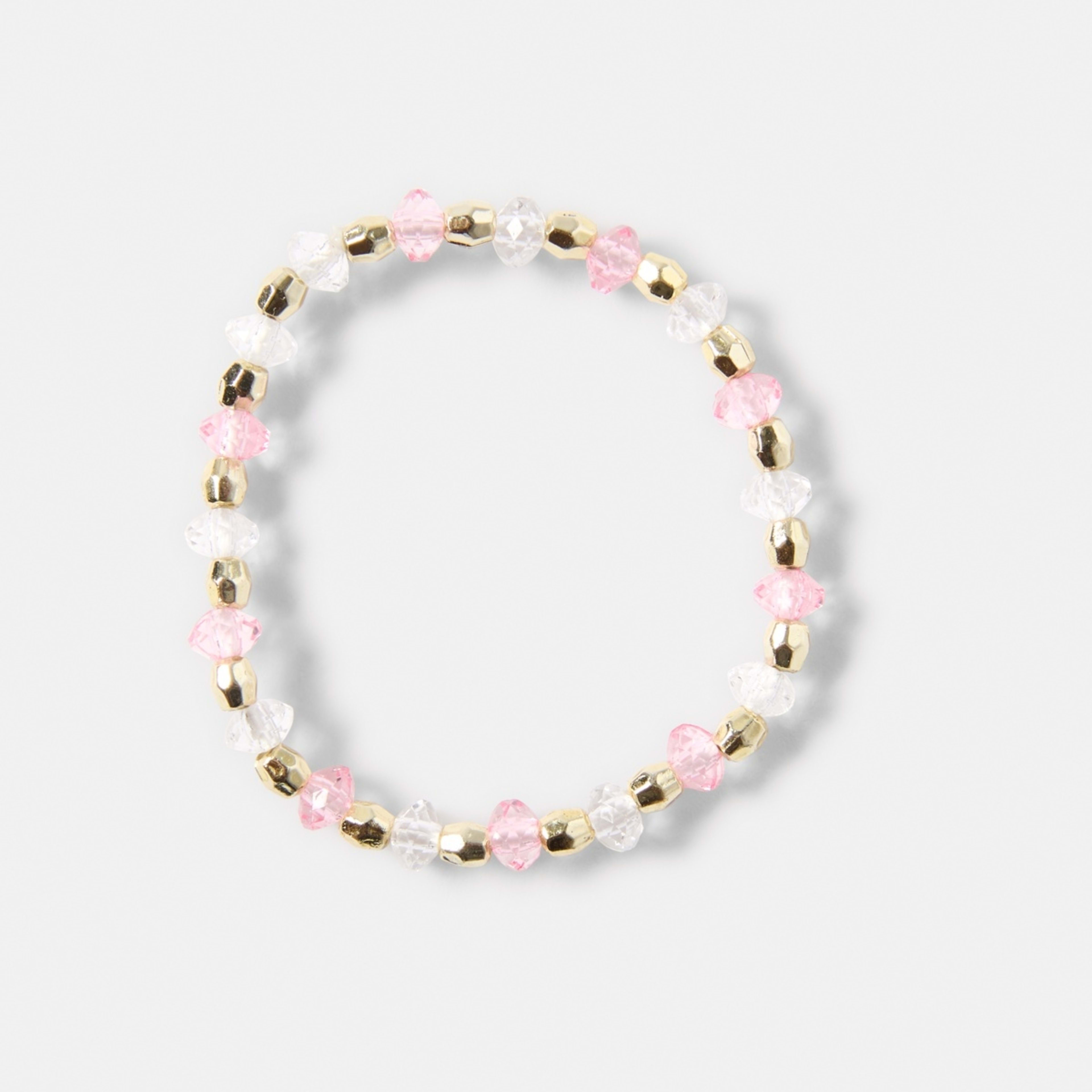 2 3 Pack Faux Pearl Bracelets - White, Pink and Gold Tone, 2 of 5