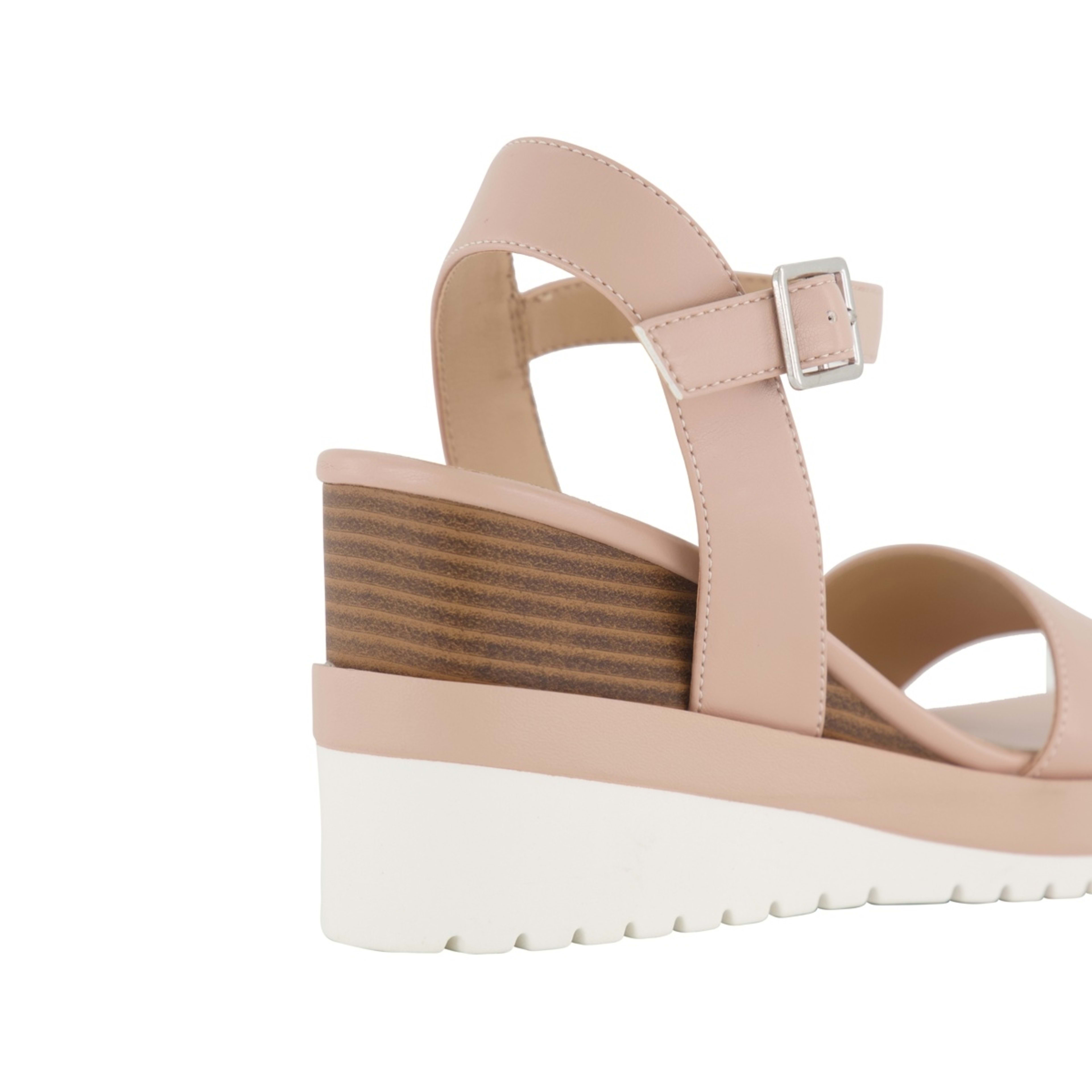 5 Stacked Wedge Heel Sandals Beige, 5 of 5