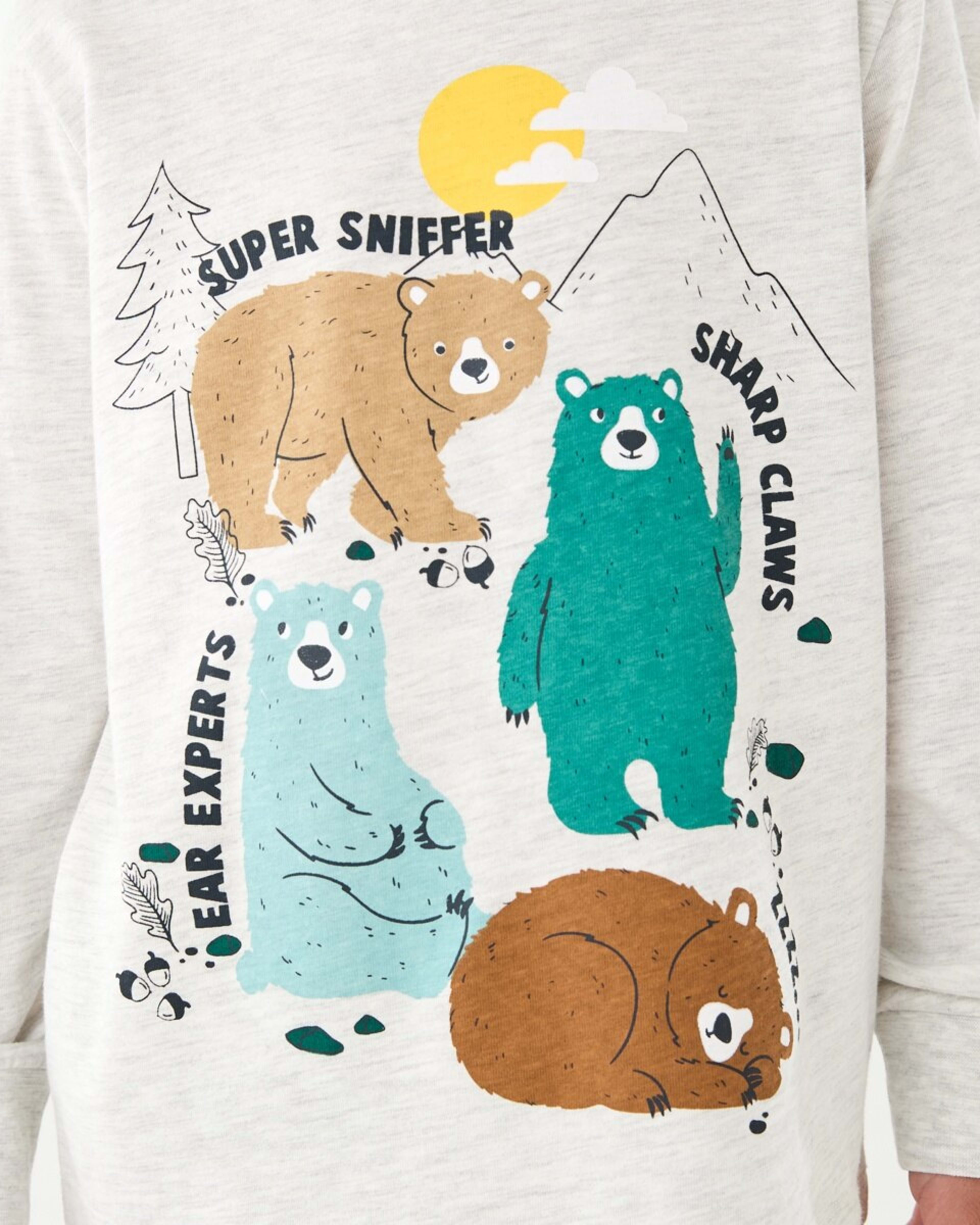 4 Jersey Pyjama Set Bear White Marle, 4 of 9