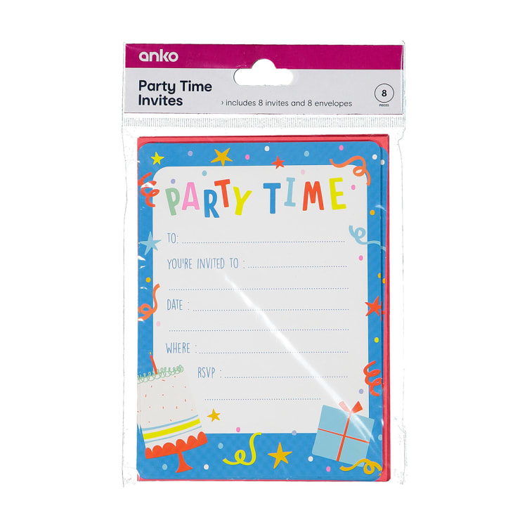 8 Pack Party Time Invitations Kmart NZ
