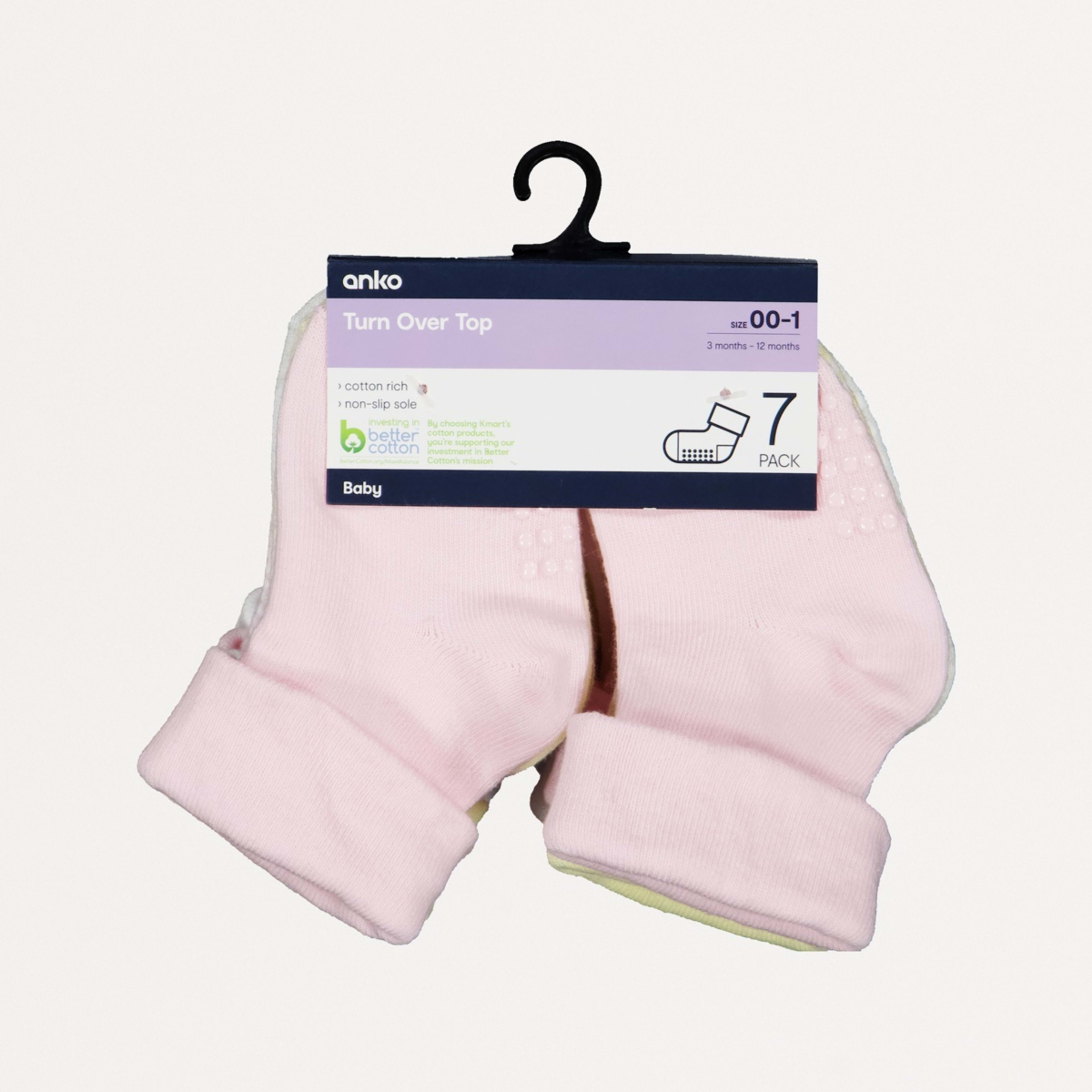 2 7 Pack Baby Turn Over Top Socks Gntlpink, 2 of 2