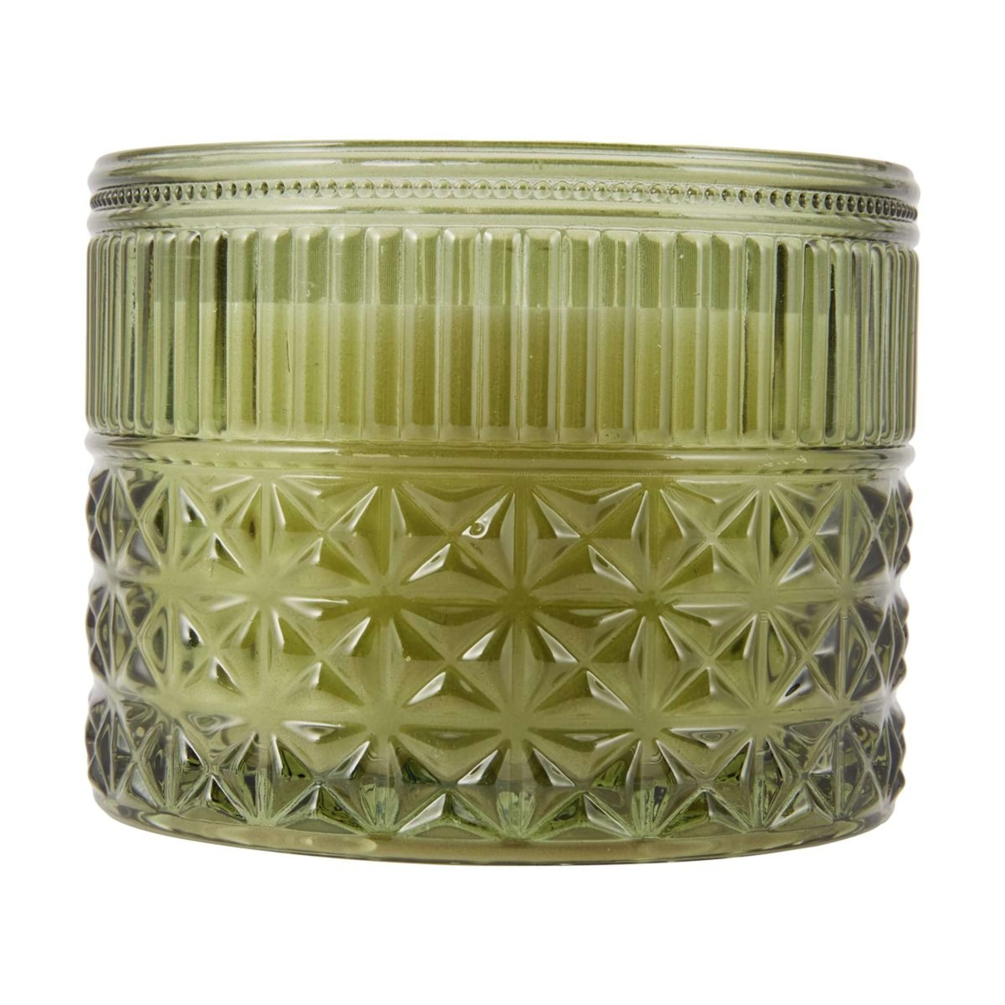 1 Green Geo Glass Candle