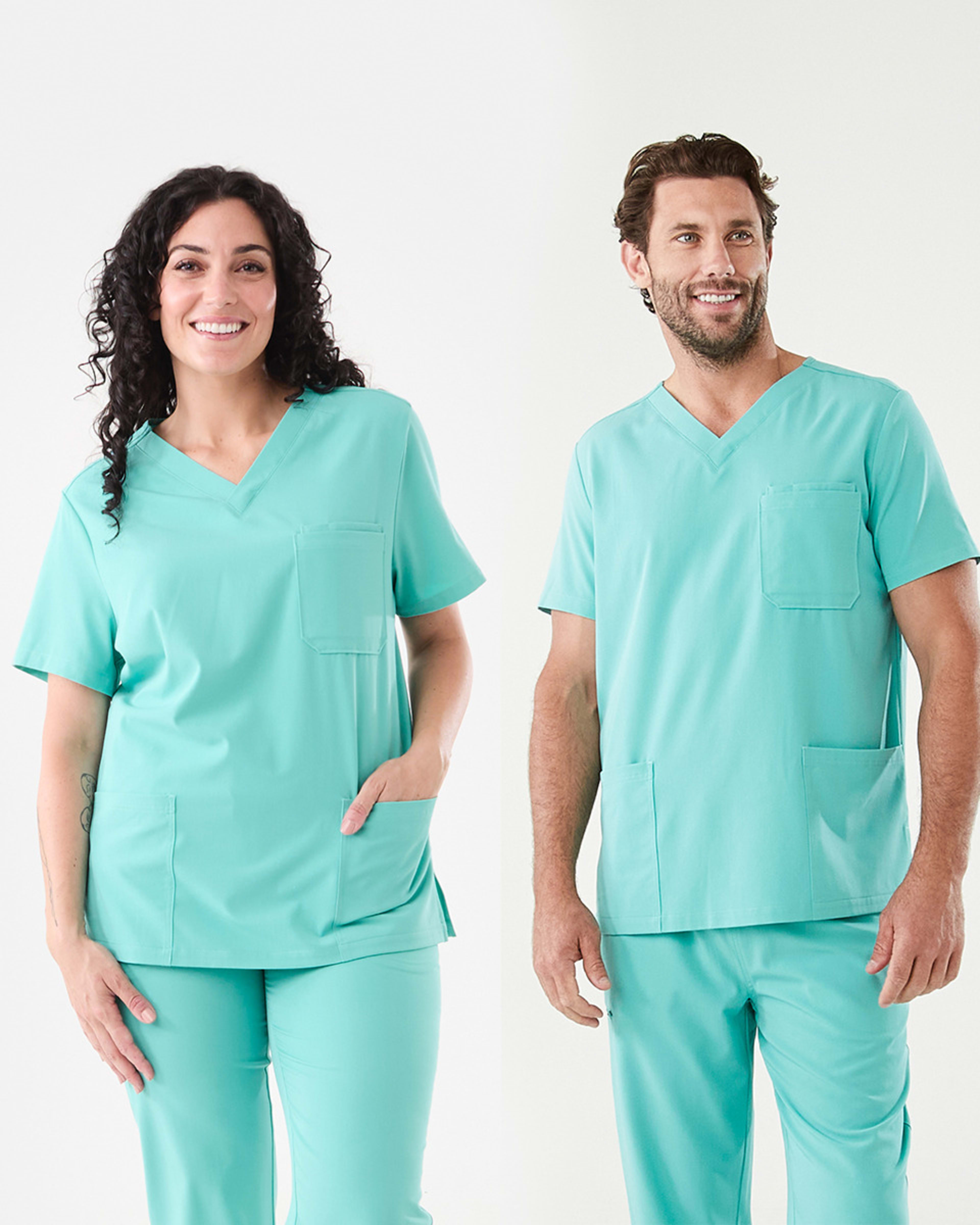 1 Work Short Sleeve Scrub Top Blue Turquoise
