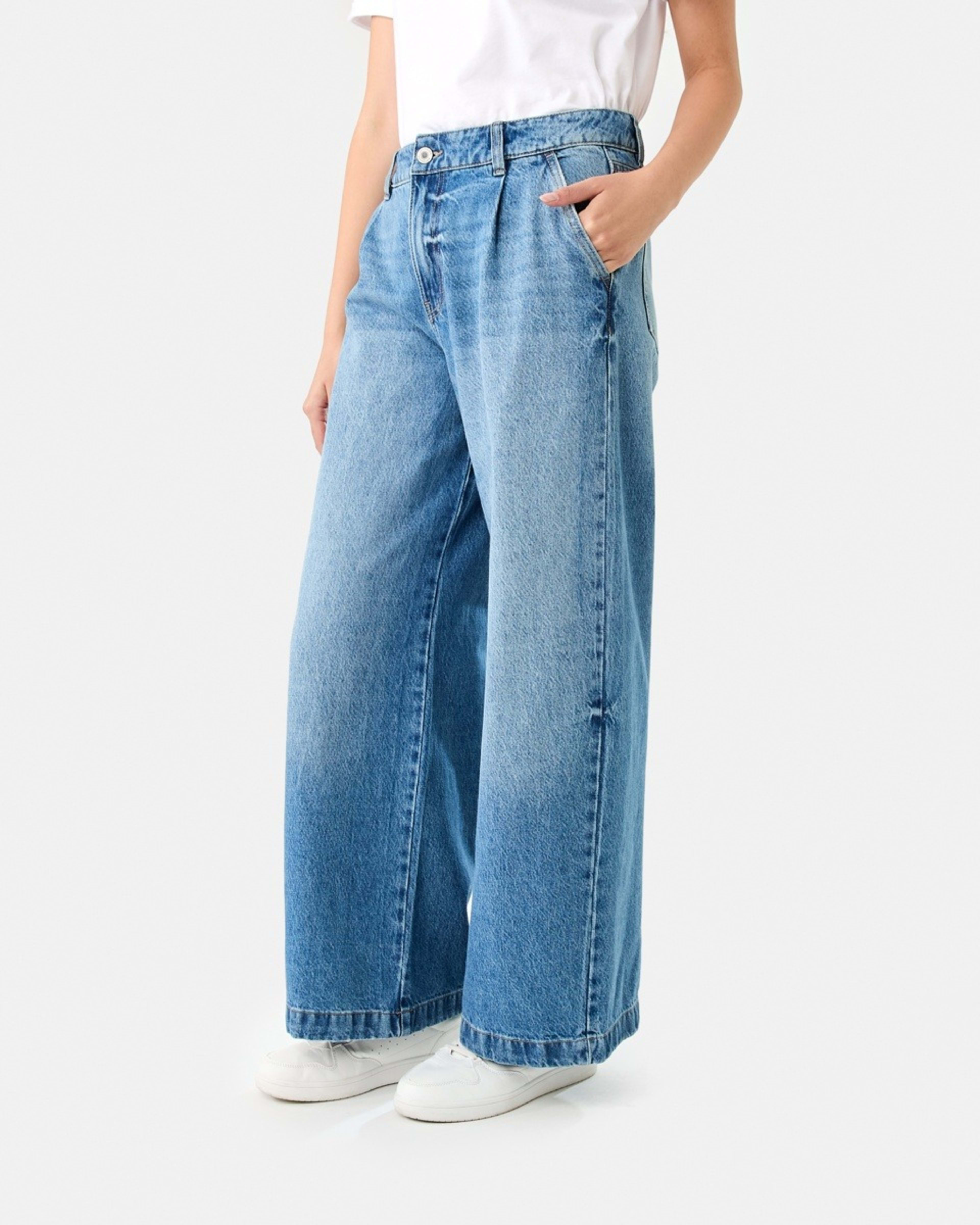 3 Pleat Front Jeans MID WASH, 3 of 9