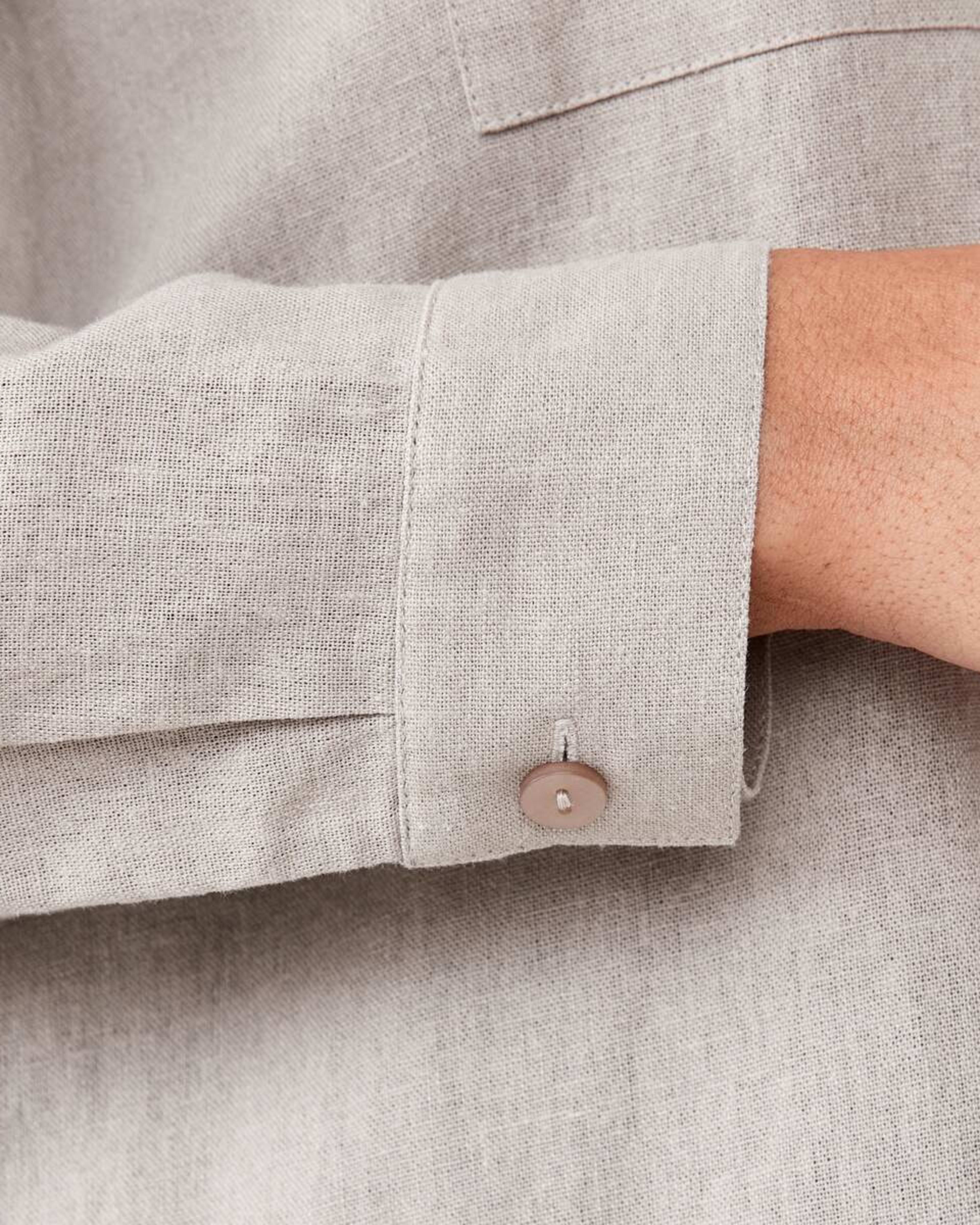 7 Long Sleeve Linen Blend Shirt Grey Taupe, 7 of 7
