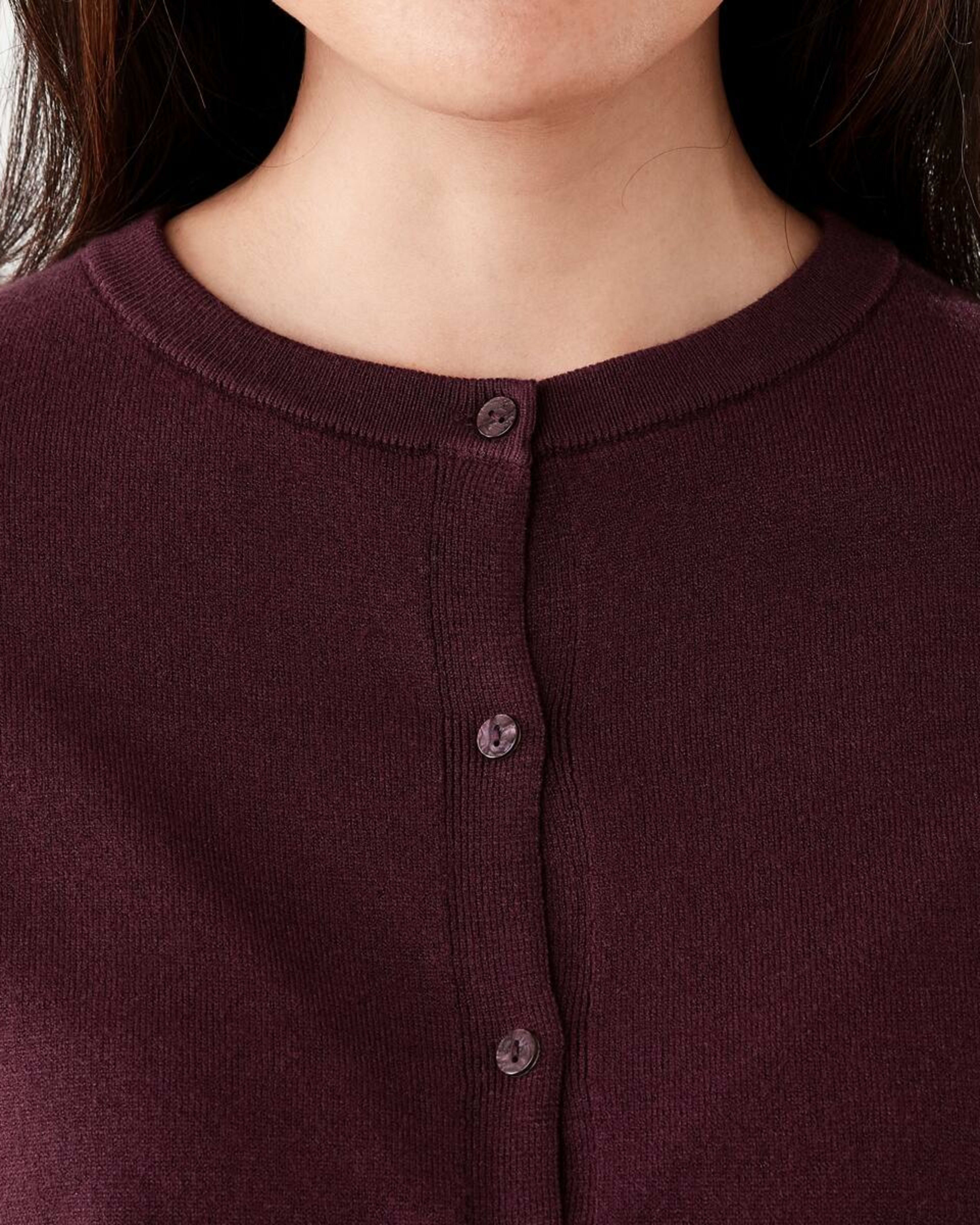 5 Lightweight Crew Neck Cardigan Mulberry, 5 of 6