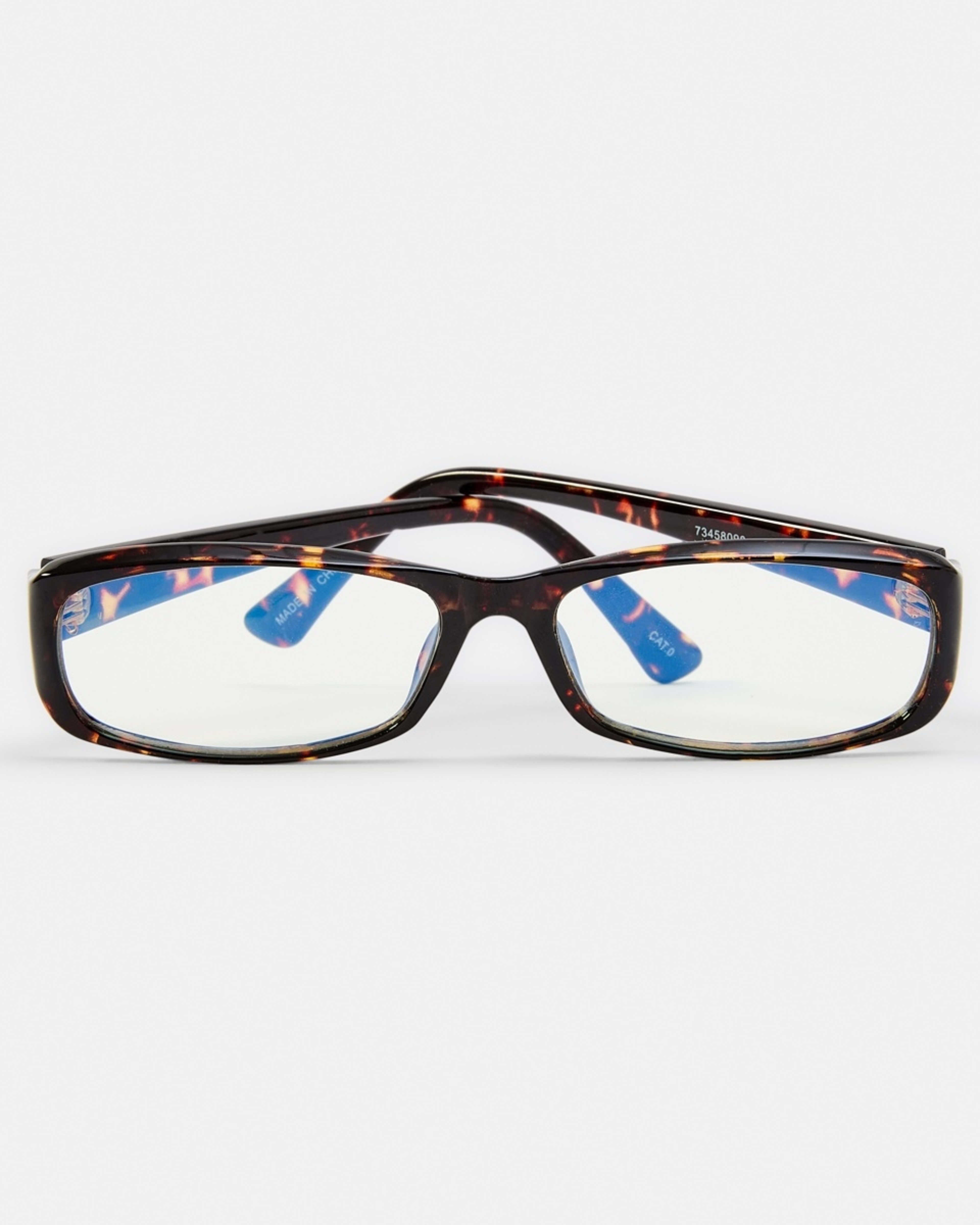 1 Womens Thin Rectangle Blue Light Glasses Tort, 1 of 7