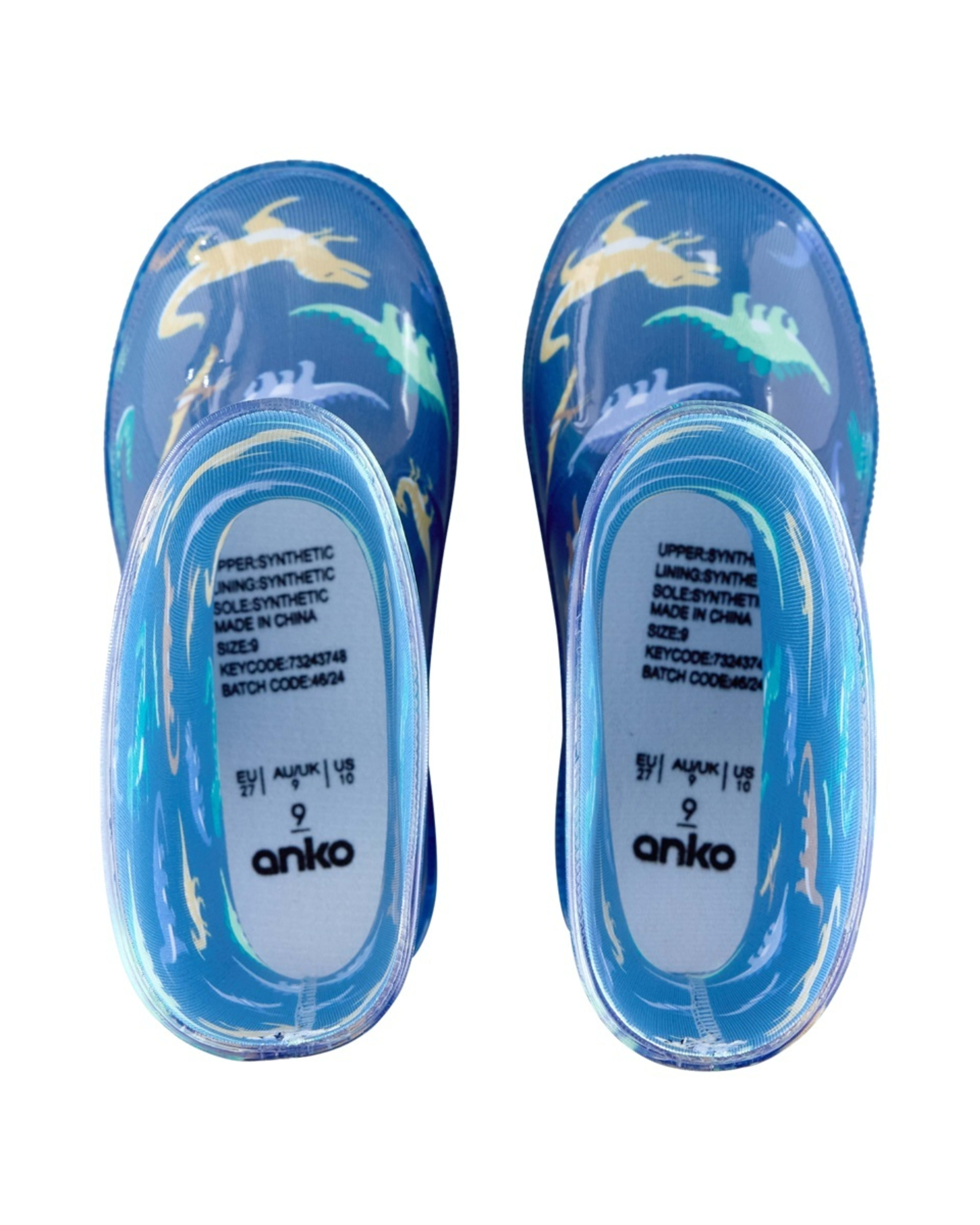 3 Junior Light Up Rainboots Friendly Dino Estite Blue, 3 of 6