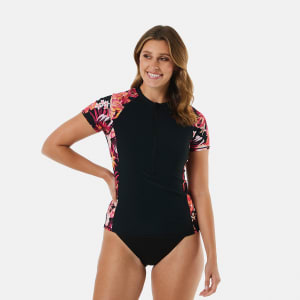 Women 2 Piece Rash Guard Long Sleeve Zipper Bathing Suit with Bottom Built  in Bra Swimsuit UPF 50 -S 