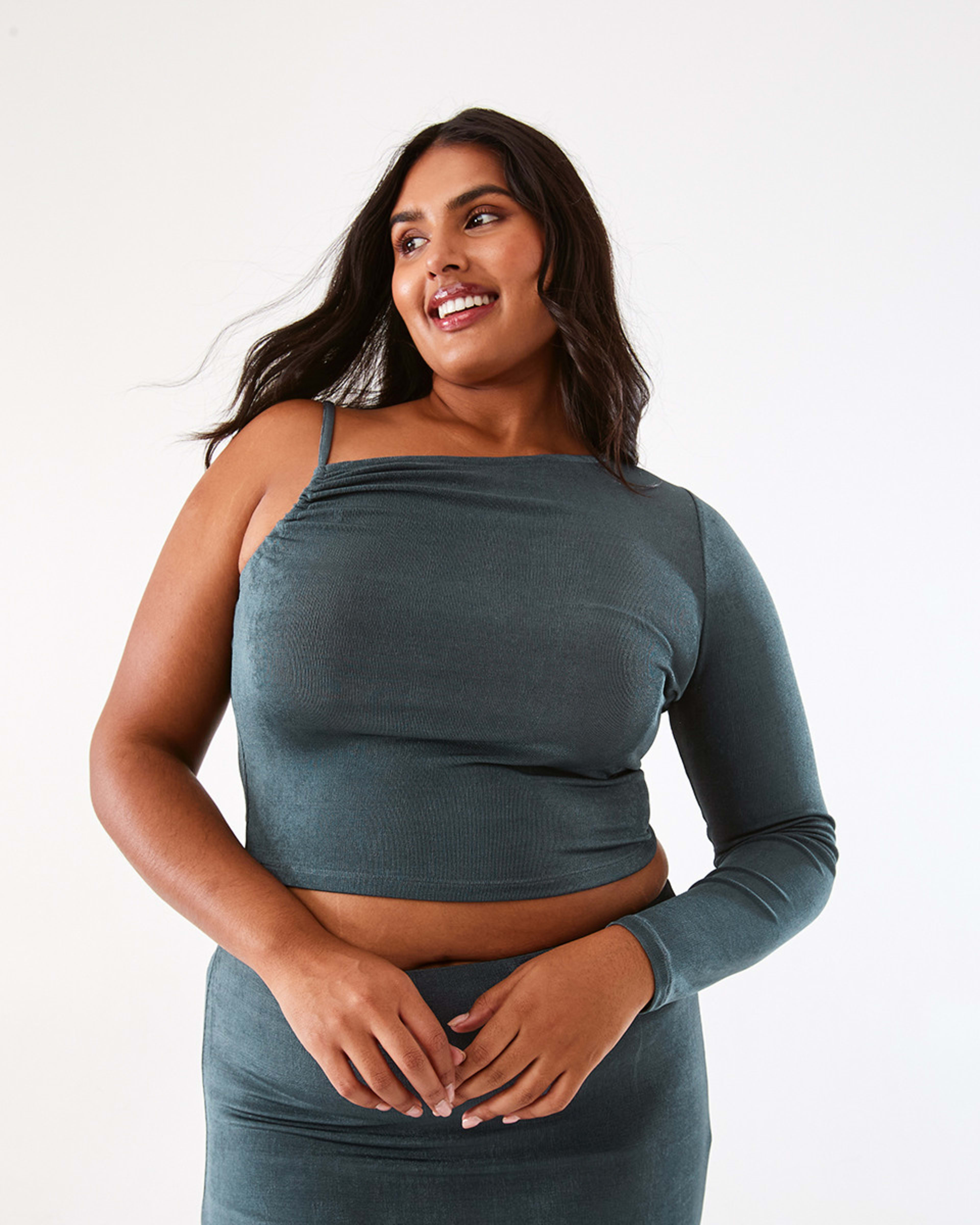 3 Long Sleeve One Shoulder Top Rain Blue, 3 of 9
