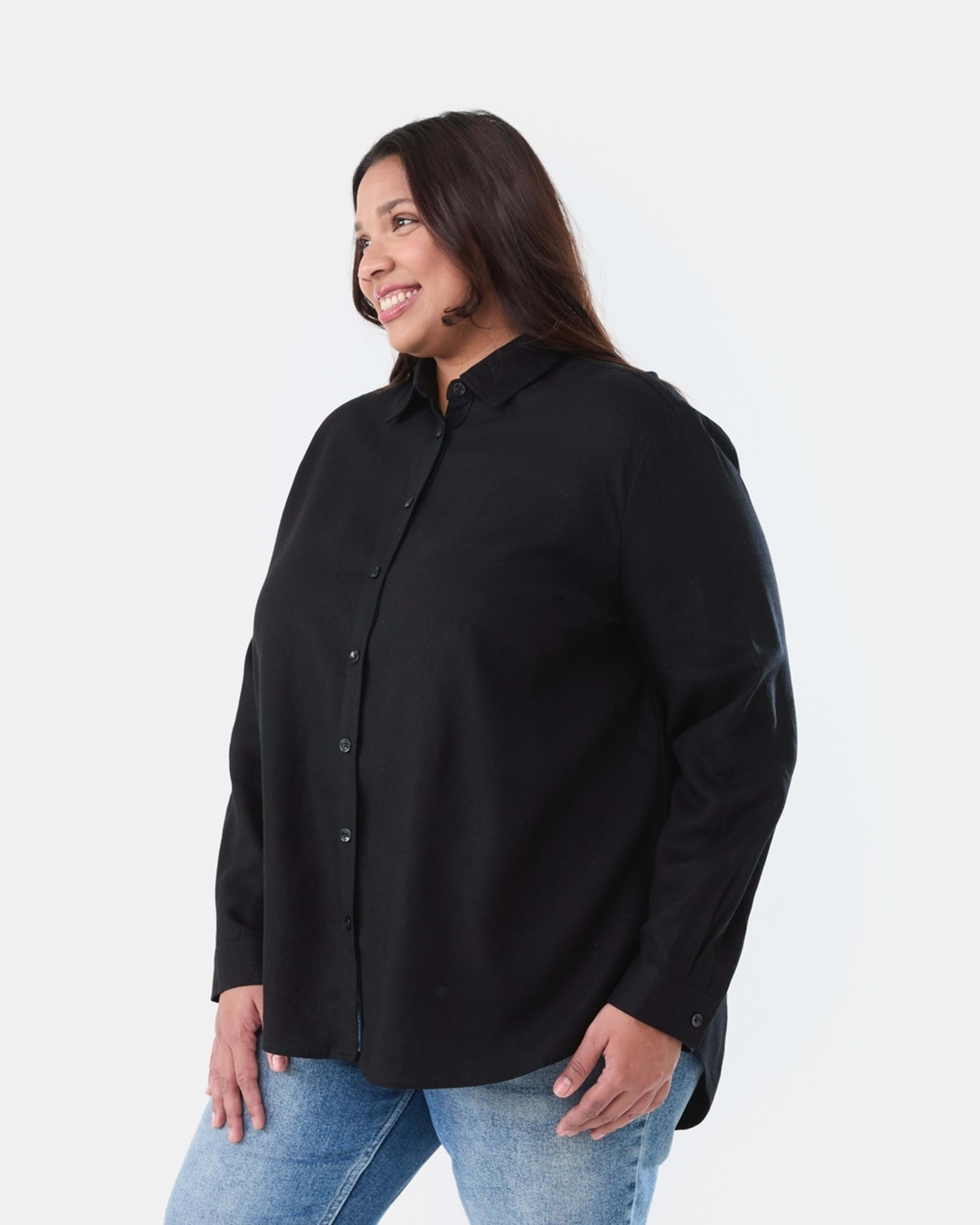 2 Curve Long Sleeve Linen Shirt BLACK, 2 of 6