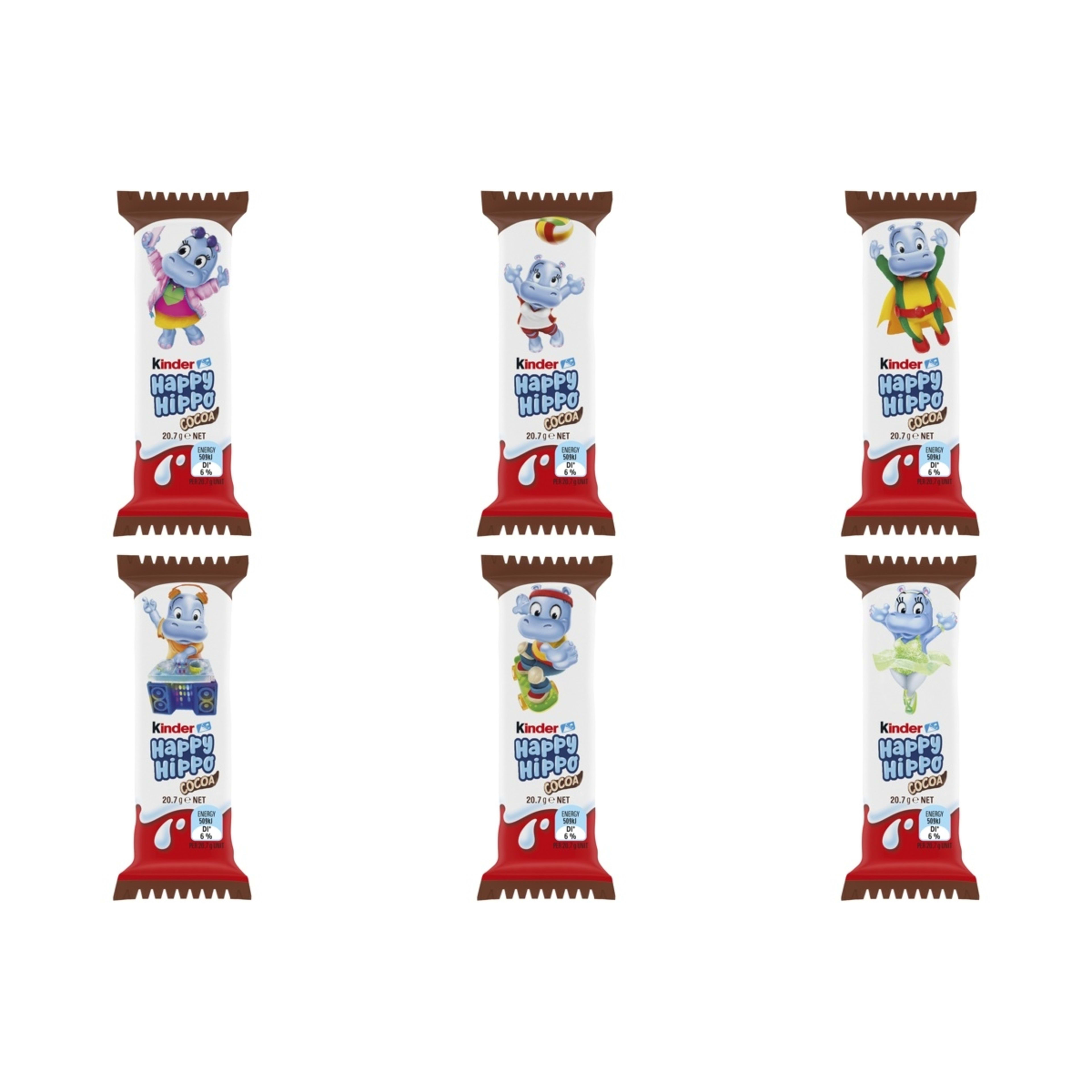 1 Kinder Happy Hippo Cocoa Single Biscuit Bar 20.7g - Assorted