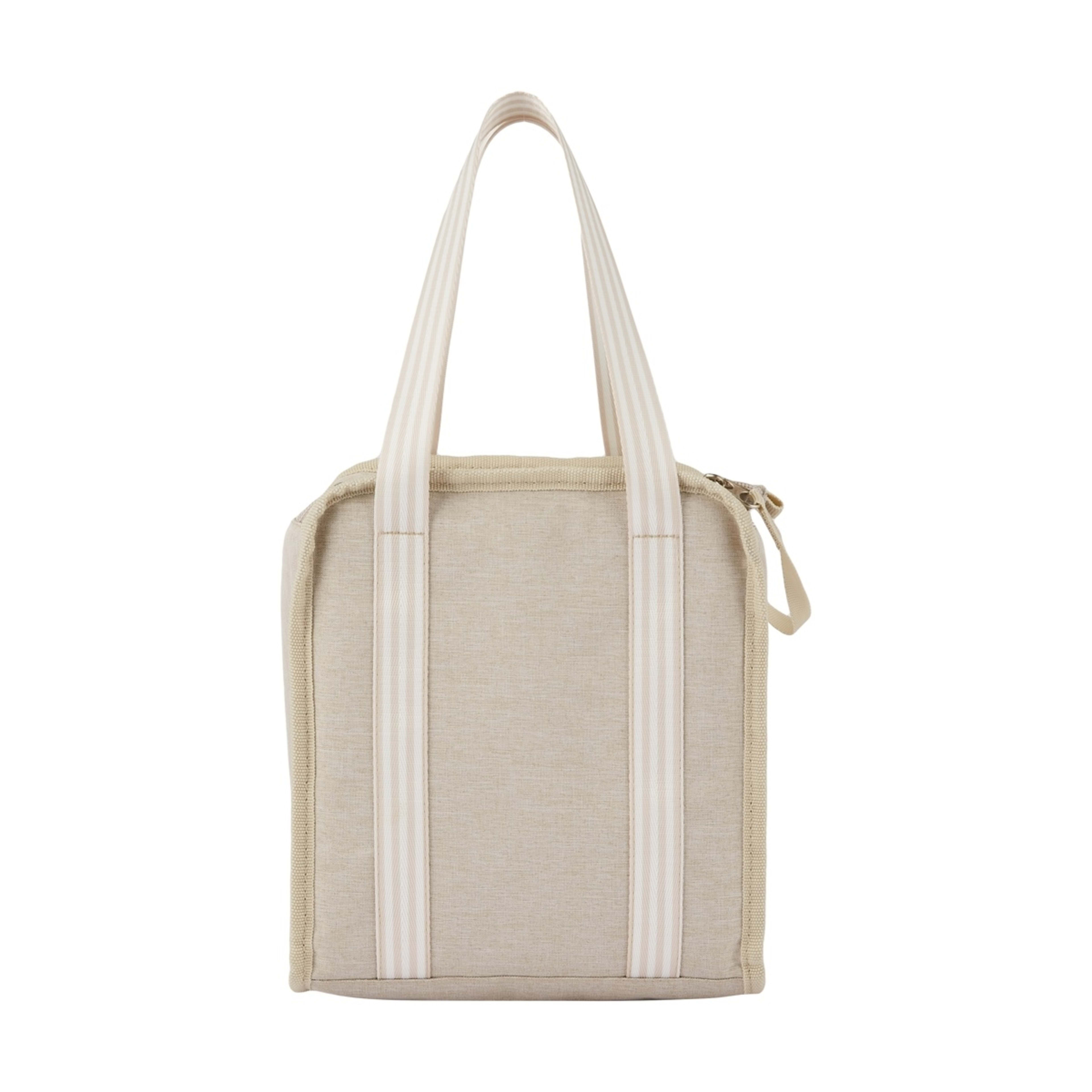 1 Stripe Handle Insulated Lunch Tote Bag
