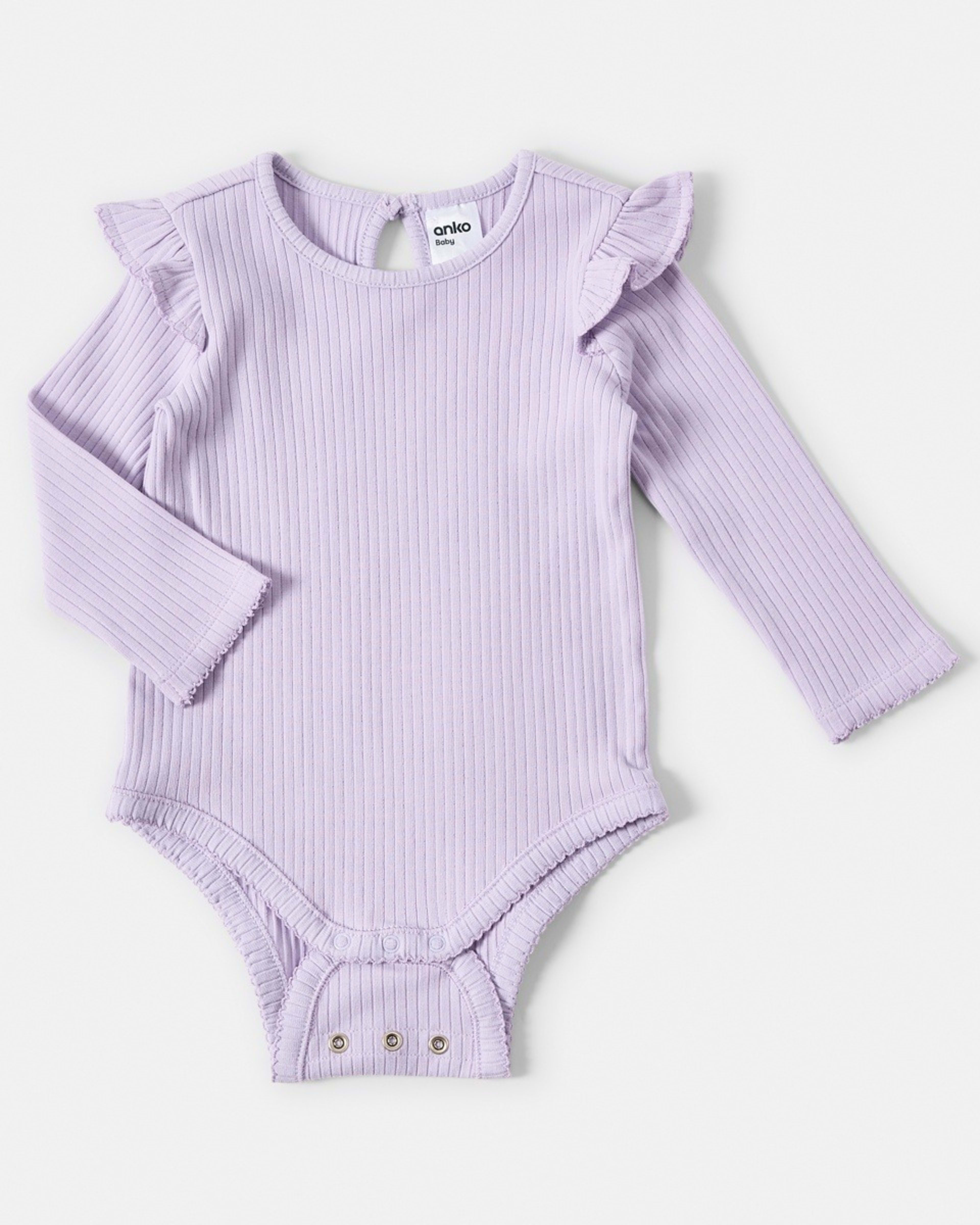 1 Frill Rib Bodysuit Pst Purple