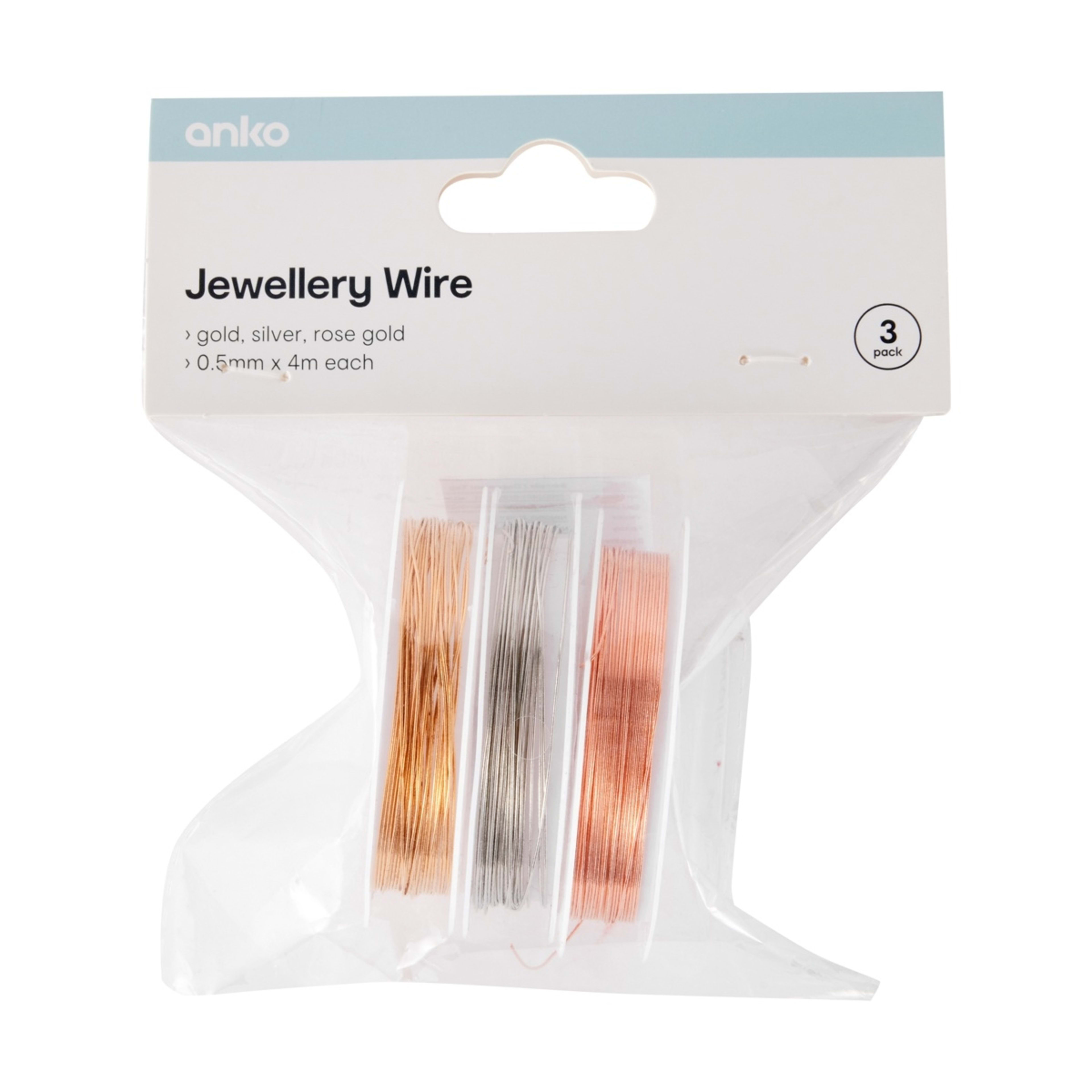 3 Pack Jewellery Wire Gold Look, Silver Look and Rose Gold Look Kmart