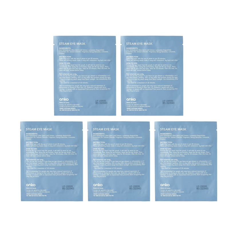 5 Piece Sleep Steam Eye Mask Lavender and Aloe Vera Kmart