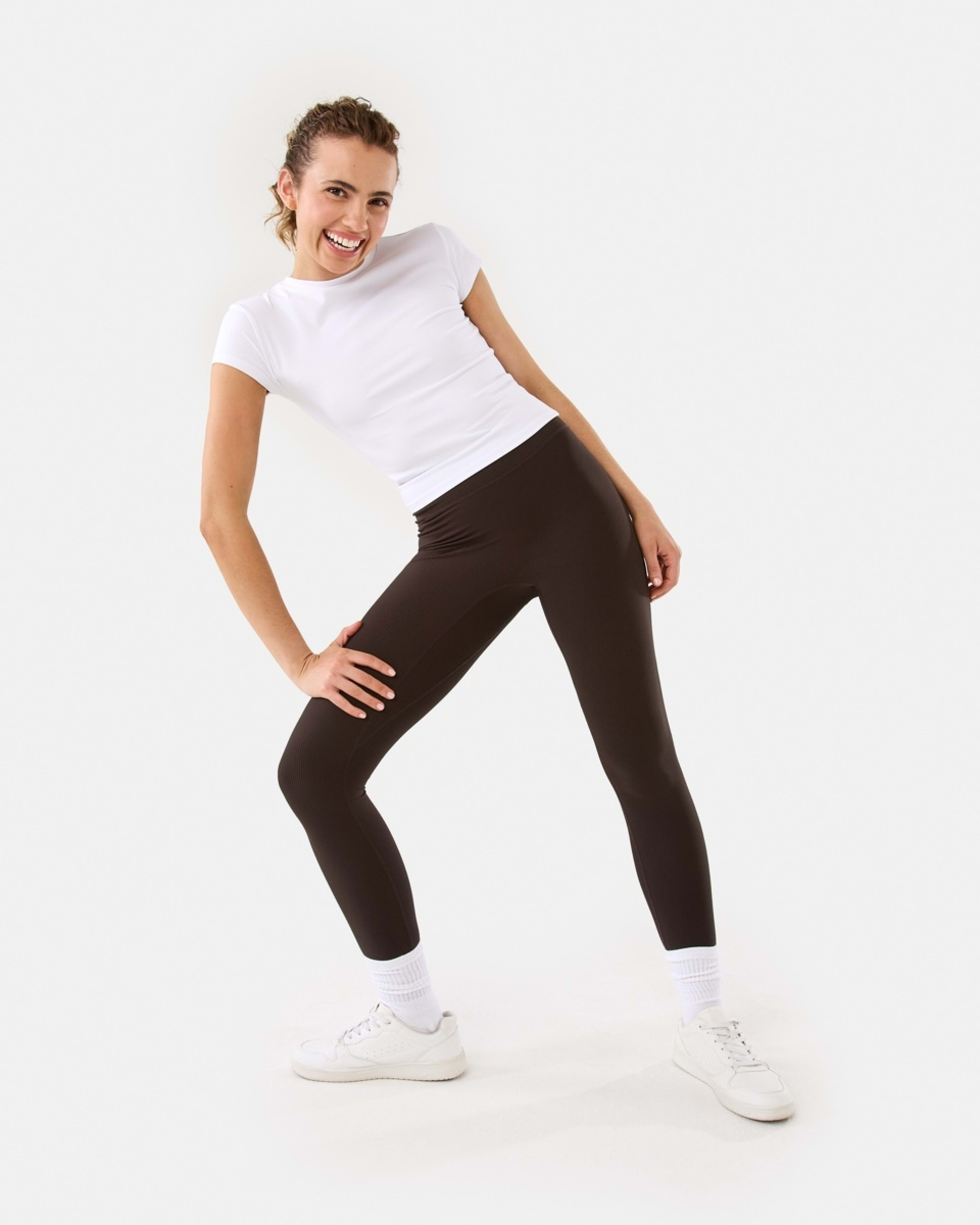 2 Active Womens Rib Leggings TUSCAN BROWN, 2 of 5