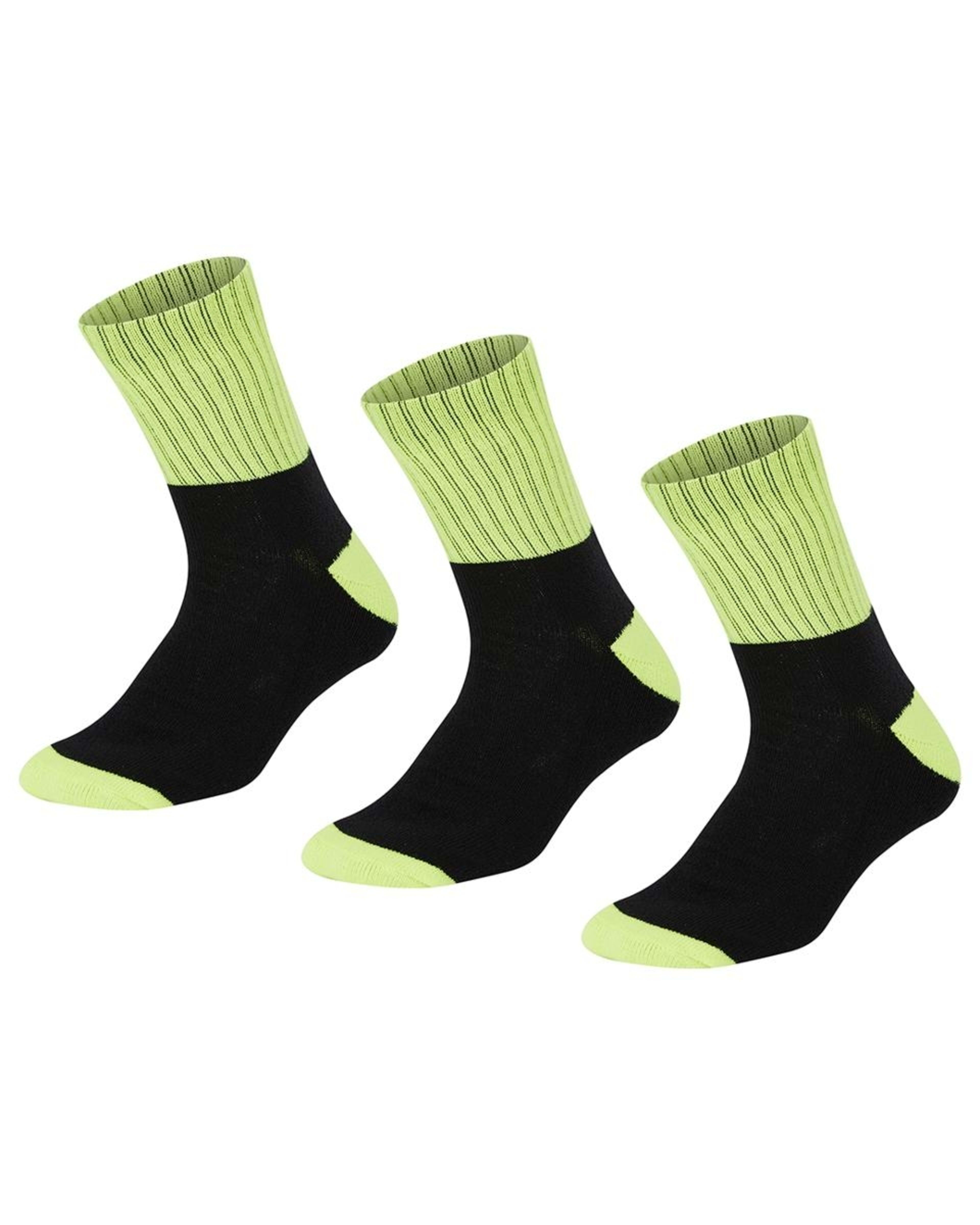 1 3 Pack Quarter Crew Work Socks BLACK YELLOW TOP, 1 of 3