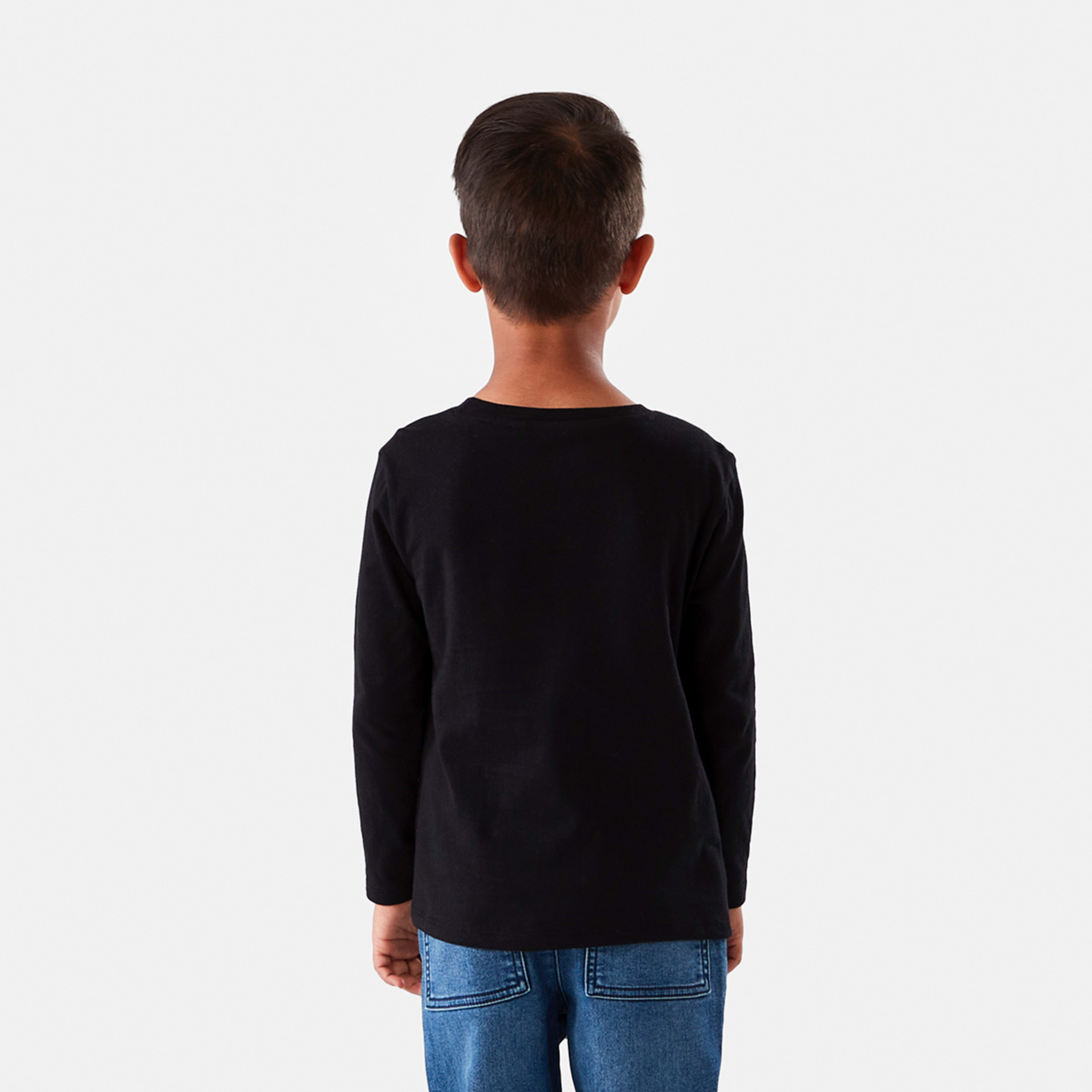 2 Long Sleeve Plain T-shirt Black, 2 of 8