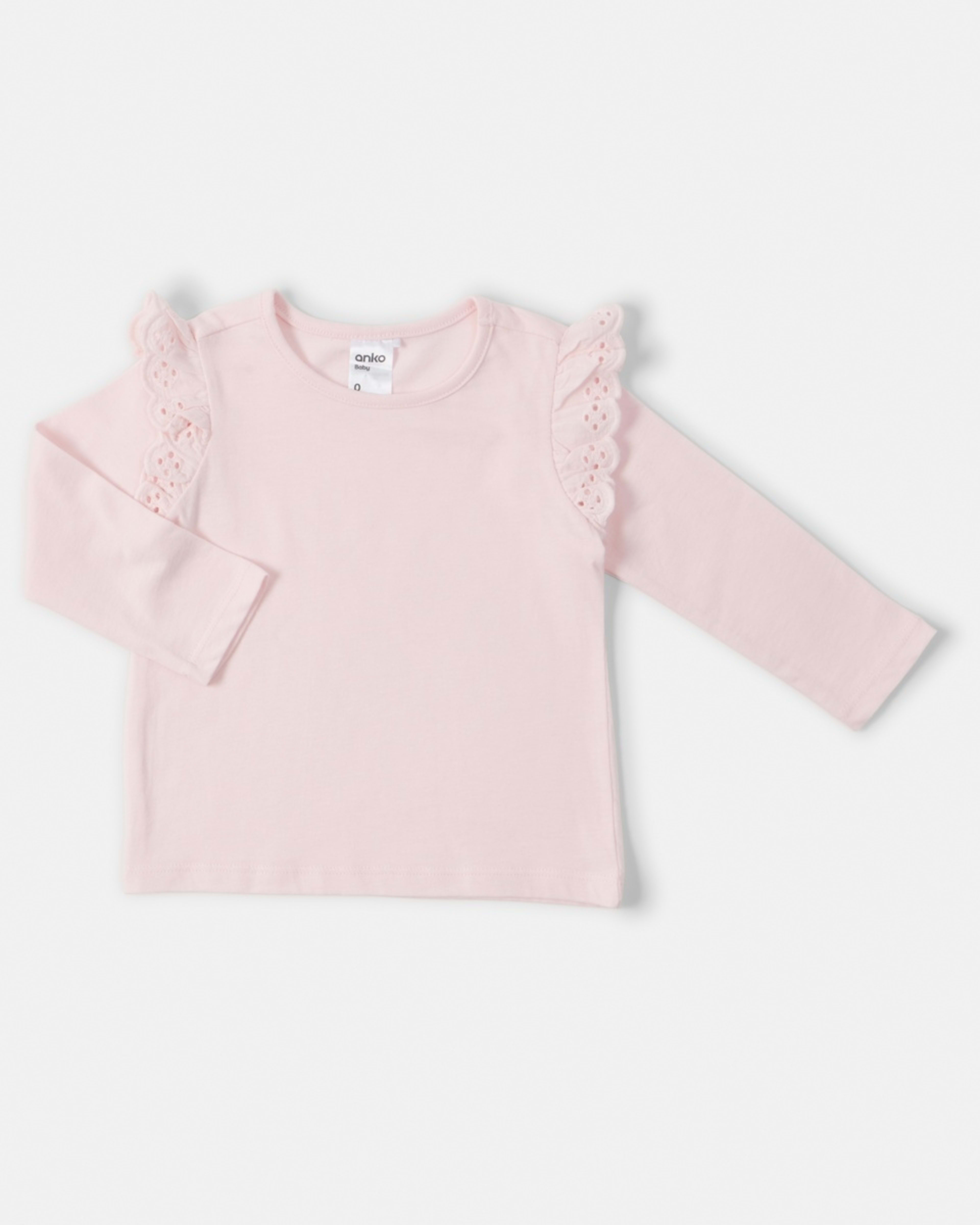 3 3 Pack Long Sleeve Broderie T-shirt Pnk Bge Pk, 3 of 8
