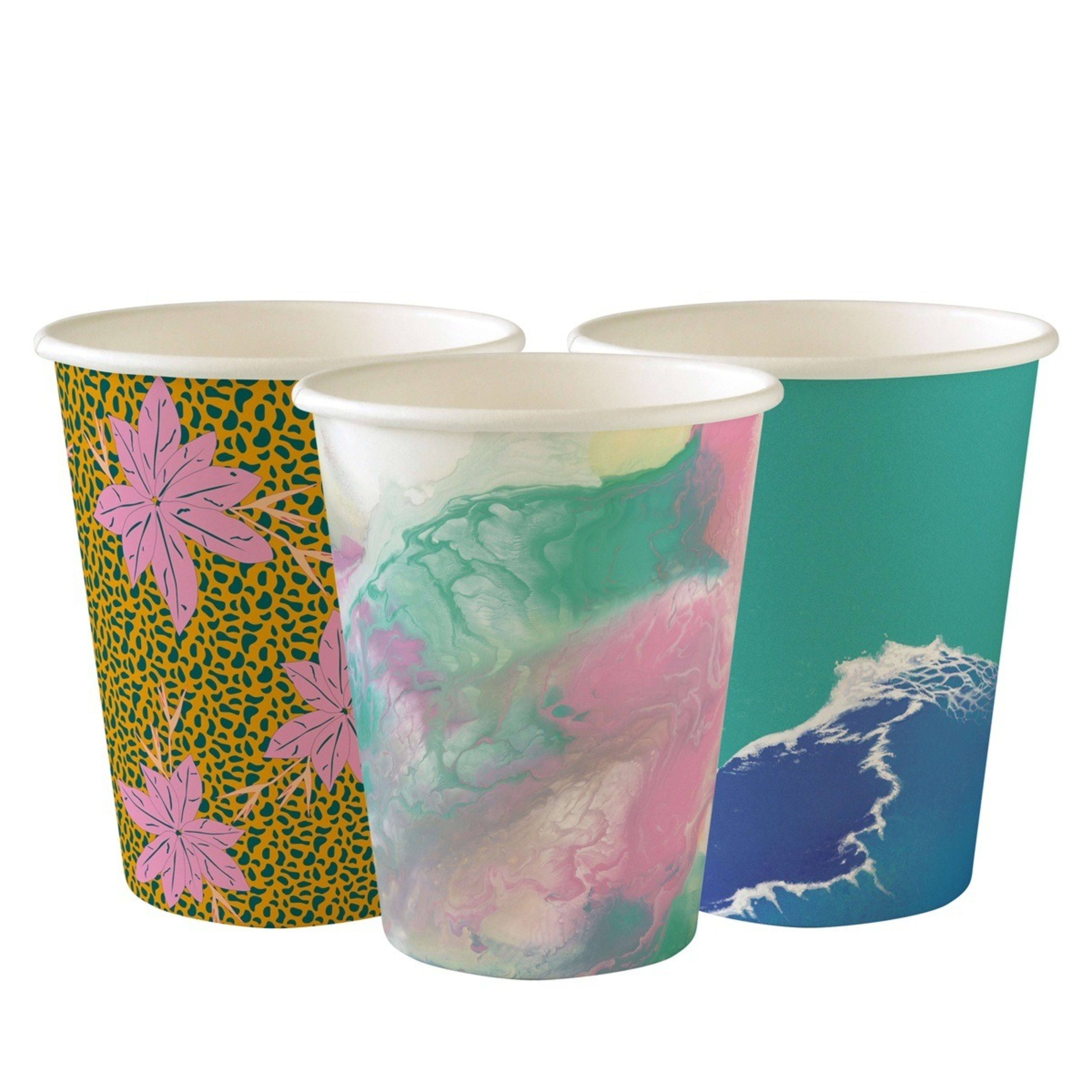 3 25 Pack BioPak Home Compostable Art Series Paper Cups, 3 of 4