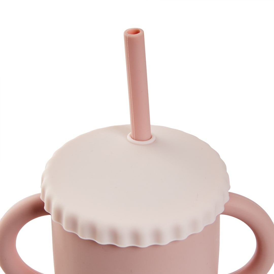 250ml Silicone Trasitional Straw Sippy Cup Pink Kmart