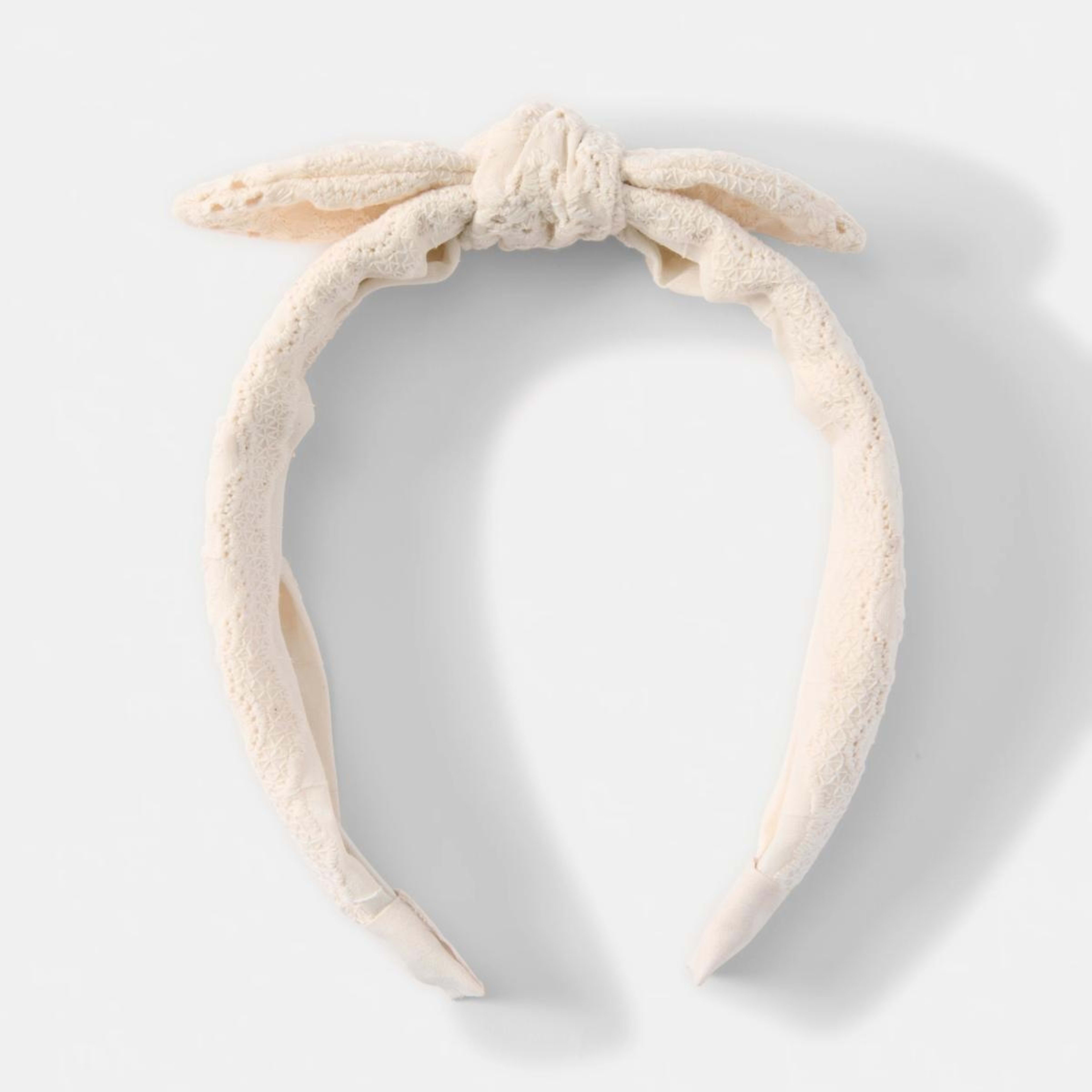 1 Broderie Bow Headband - White