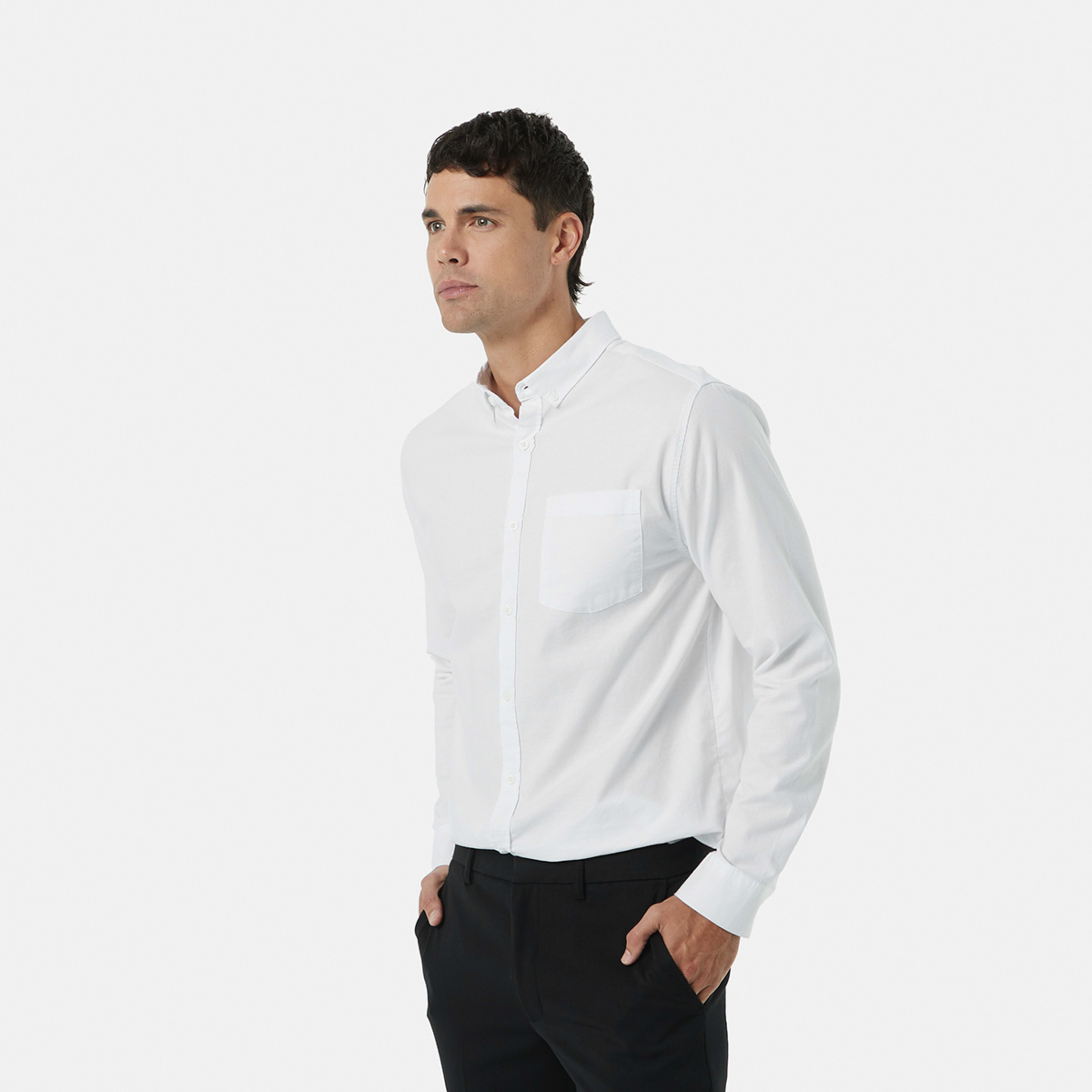 3 Long Sleeve Stretch Oxford Shirt White, 3 of 6