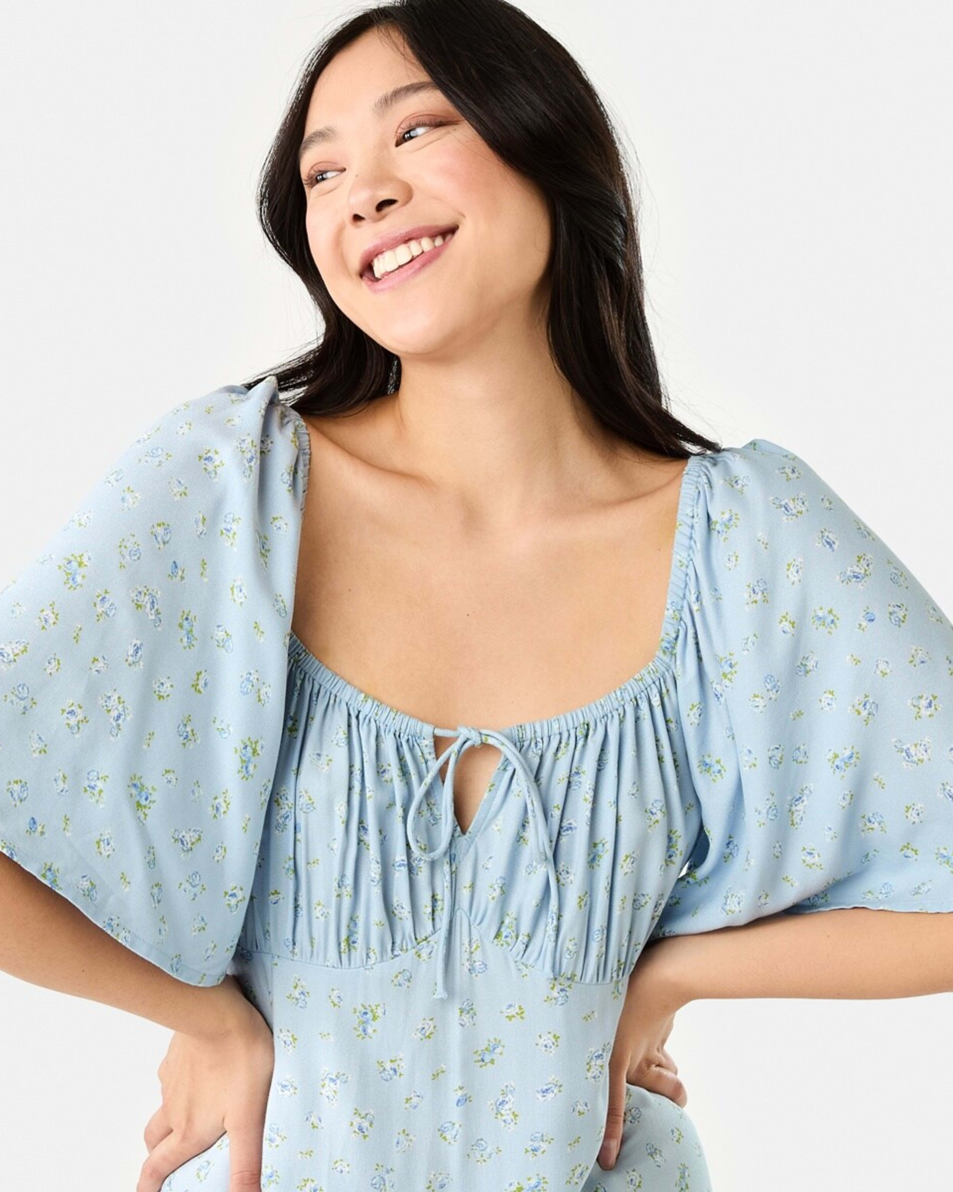 5 Short Sleeve Square Neck Tea Midi Dress DITSY ROSE SKYWAY, 5 of 8