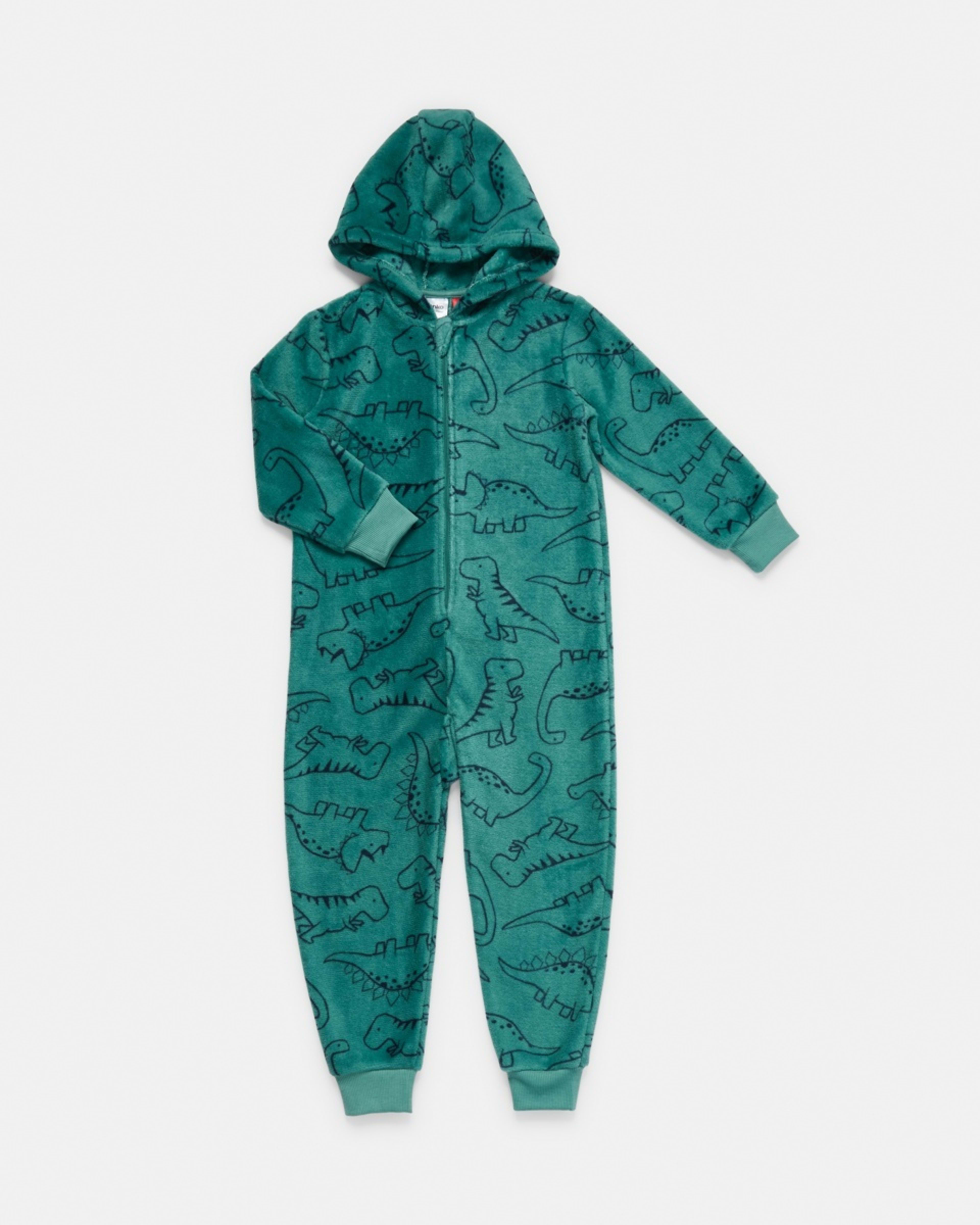 6 Novelty Fluffy All-In-One Sleepsuit Green Dino Linework, 6 of 9