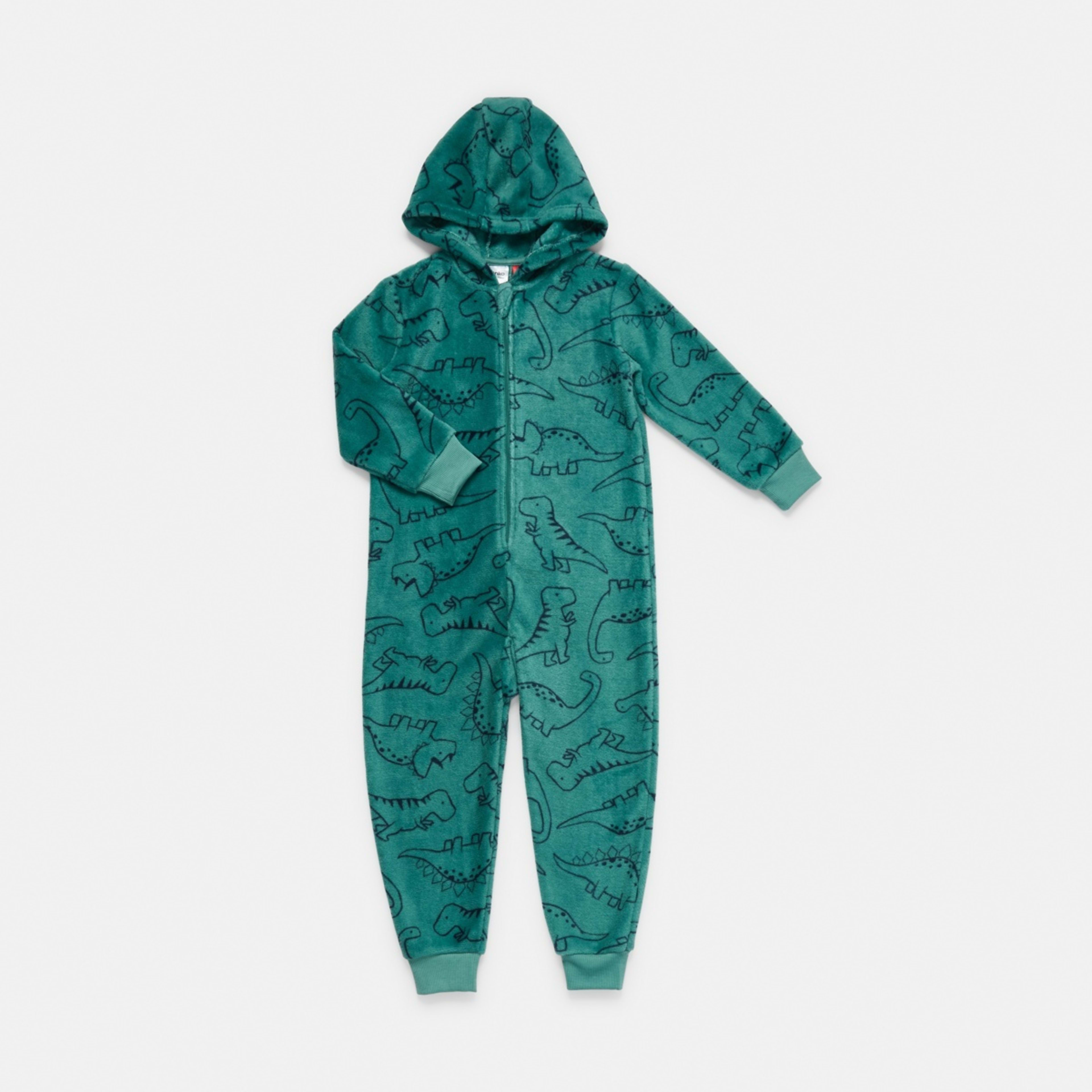 6 Novelty Fluffy All-In-One Sleepsuit Green Dino Linework, 6 of 9