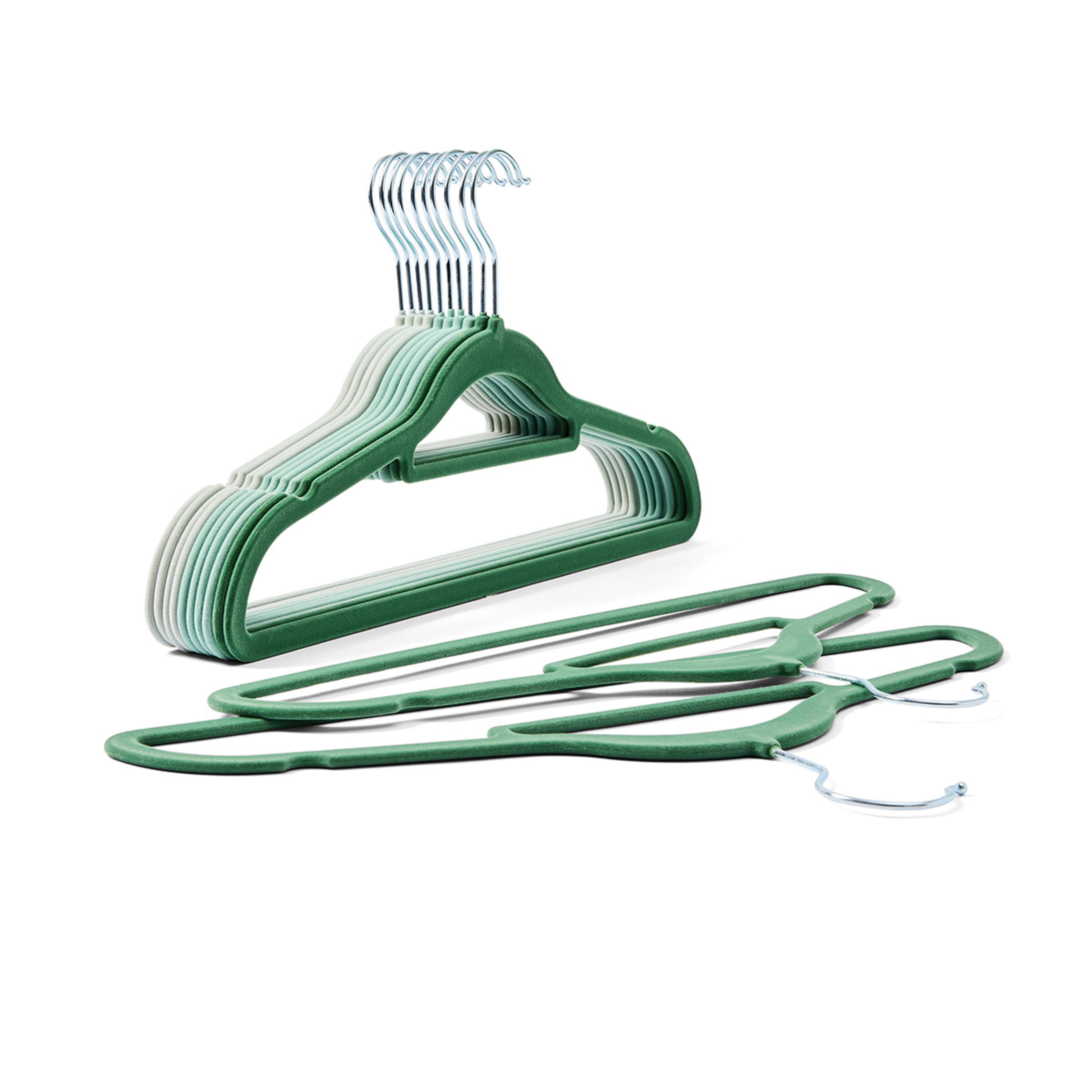 2 12 Pack Flocked Hangers - Green, 2 of 8