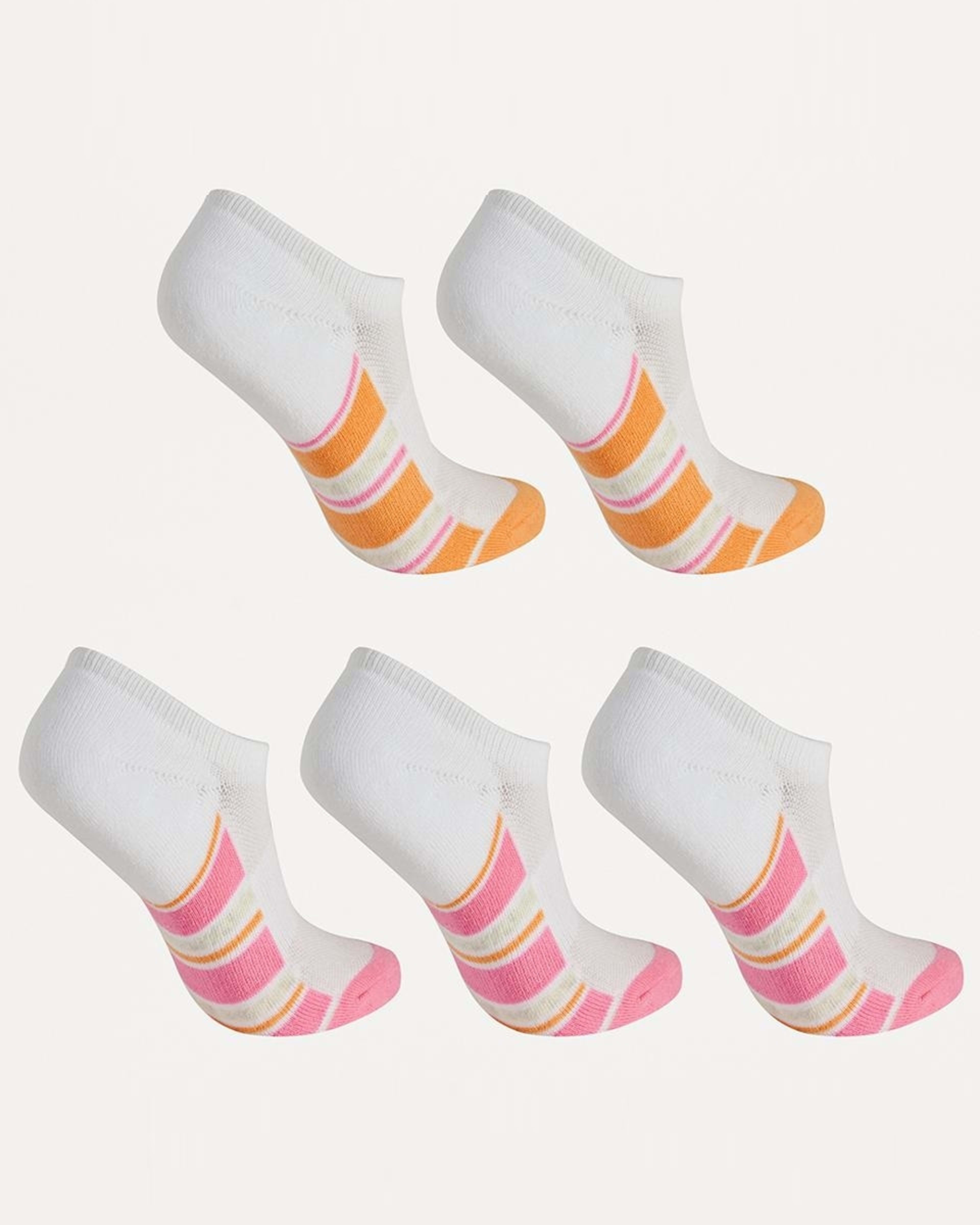 2 5 Pack Terry Sneaker Socks VARIGATED STRIPE FONDANT PINK, 2 of 3