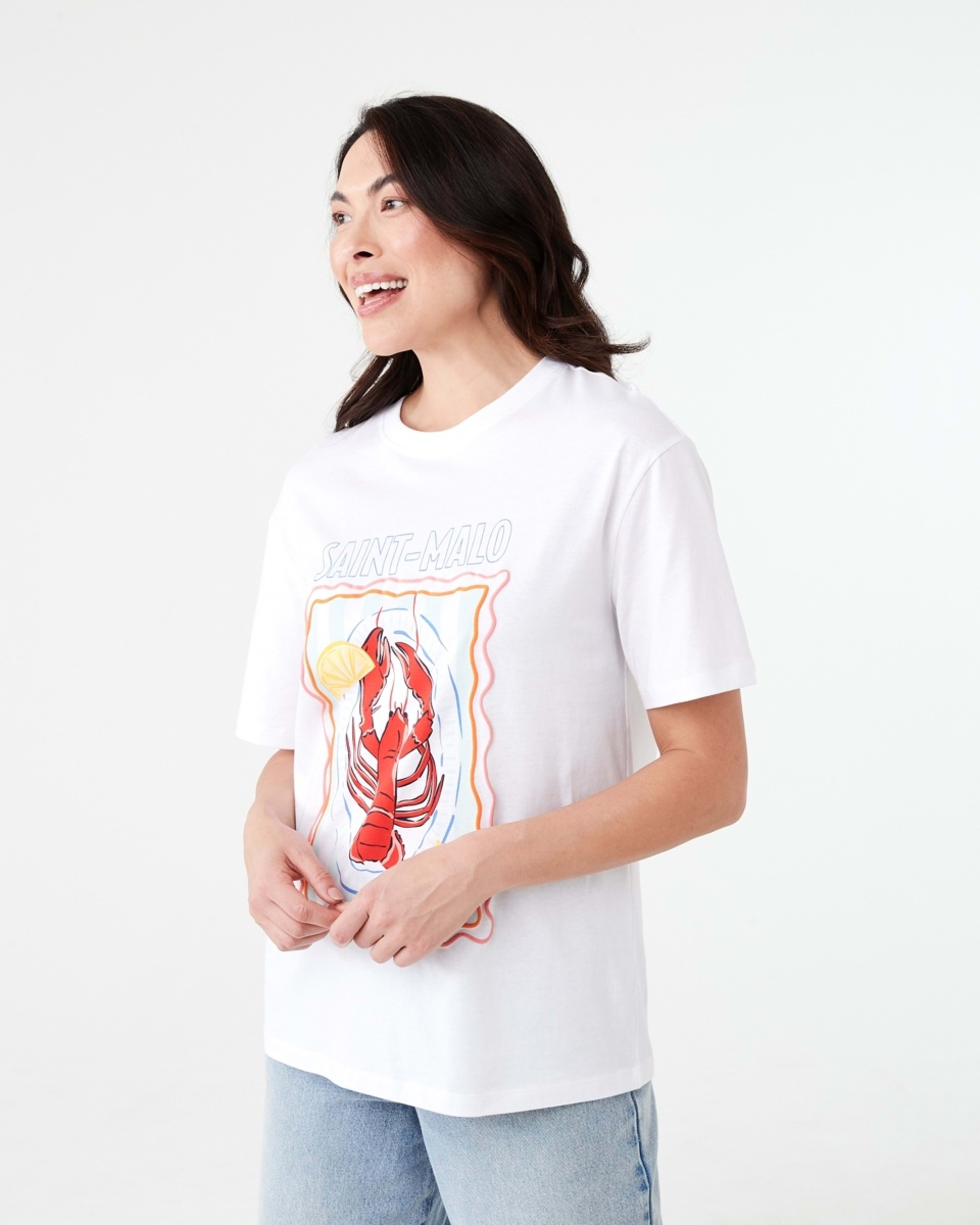 2 Short Sleeve Oversized Boyfriend T-shirt SAINT MALO WHITE, 2 of 5