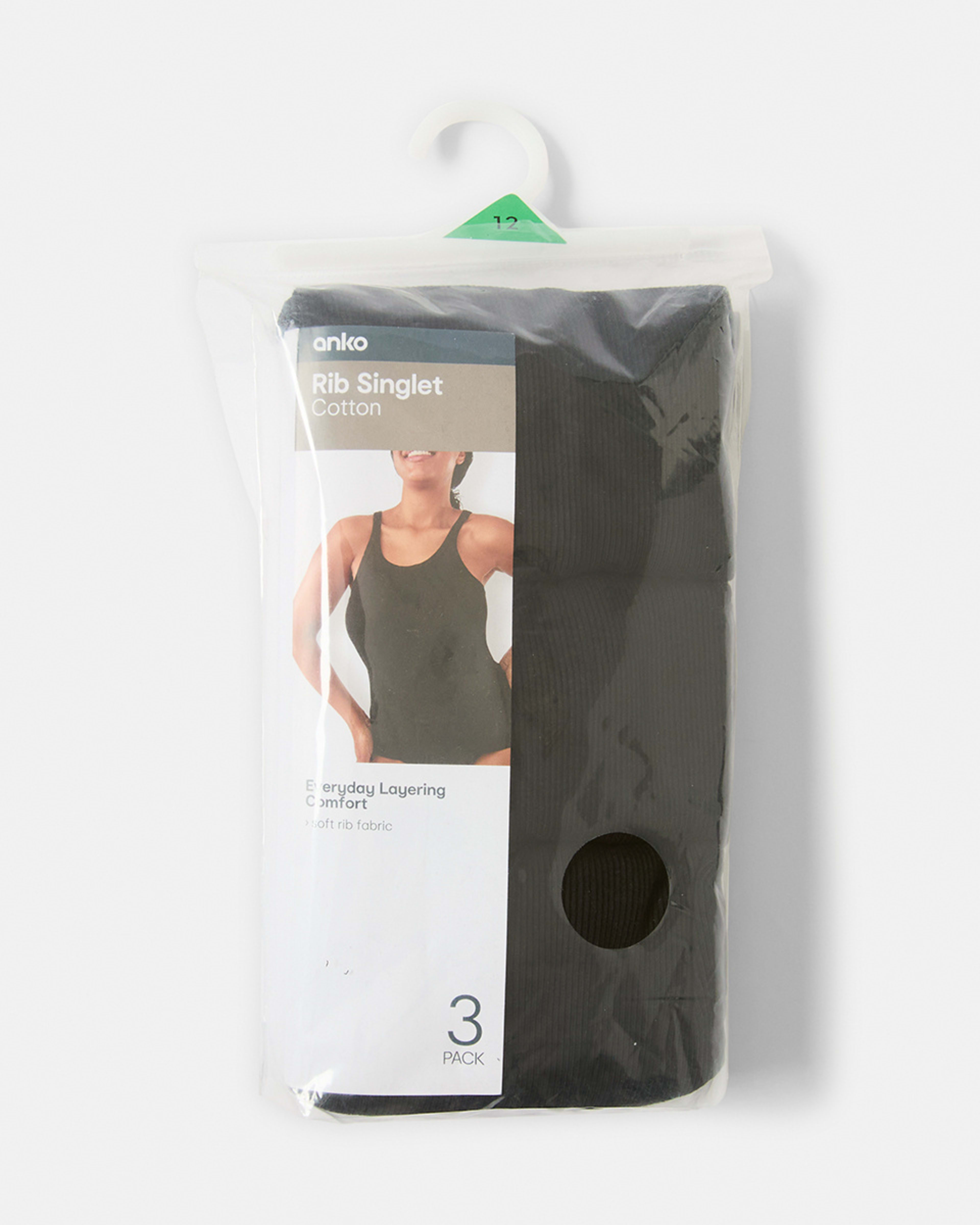 8 3 Pack Essential Cotton Rib Singlet Black, 8 of 8