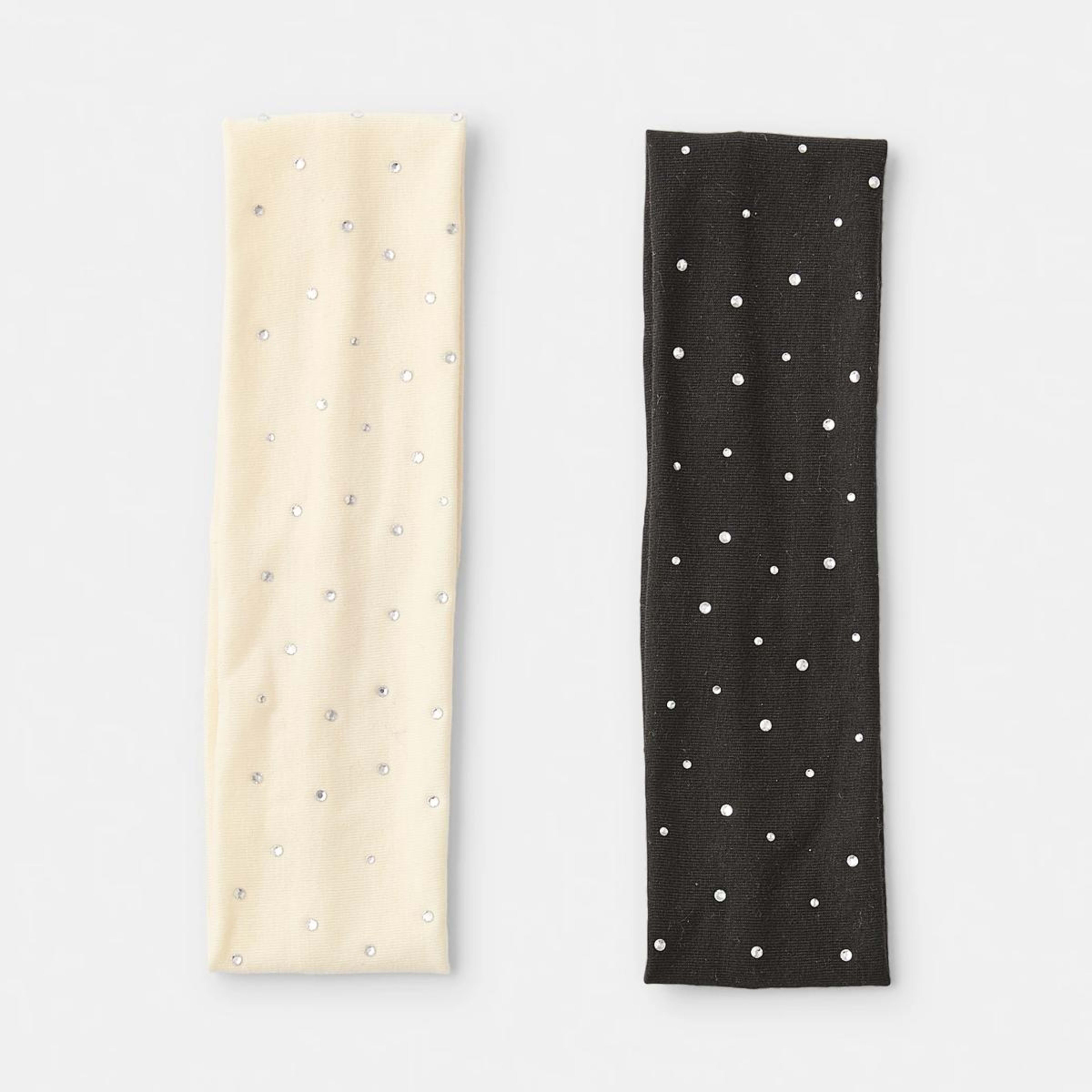 3 2 Pack Stretch Sparkle Headband - Black and Beige, 3 of 5