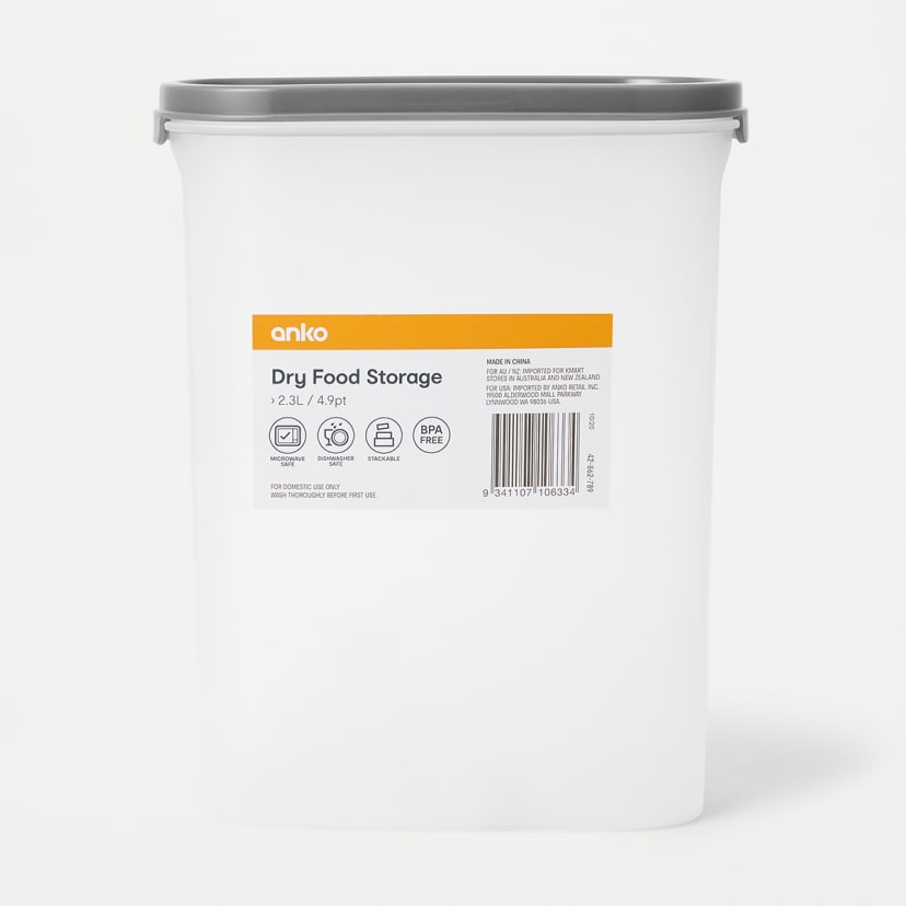 2.3L Dry Food Storage Container Kmart