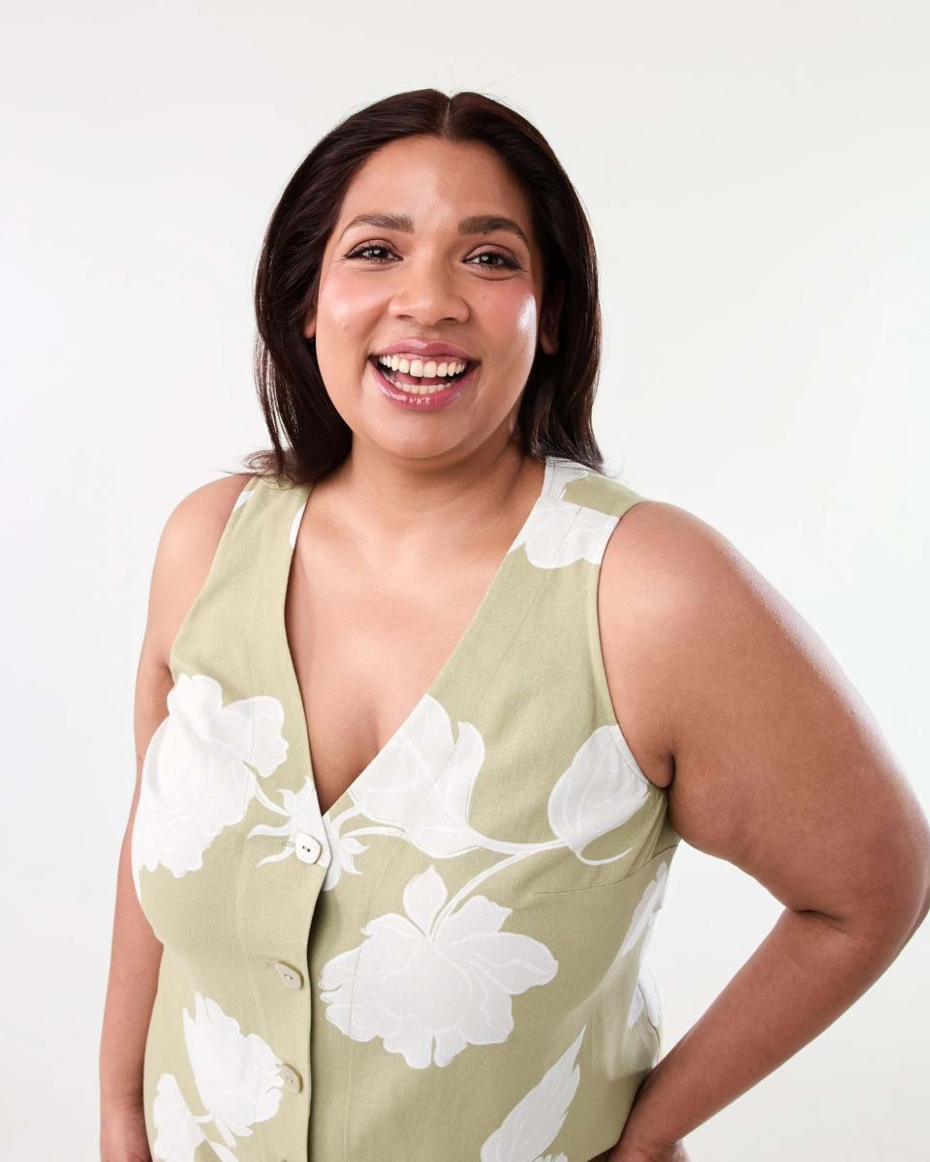 4 Curve Sleeveless Button Through Midi Dress Green Flrl, 4 of 6