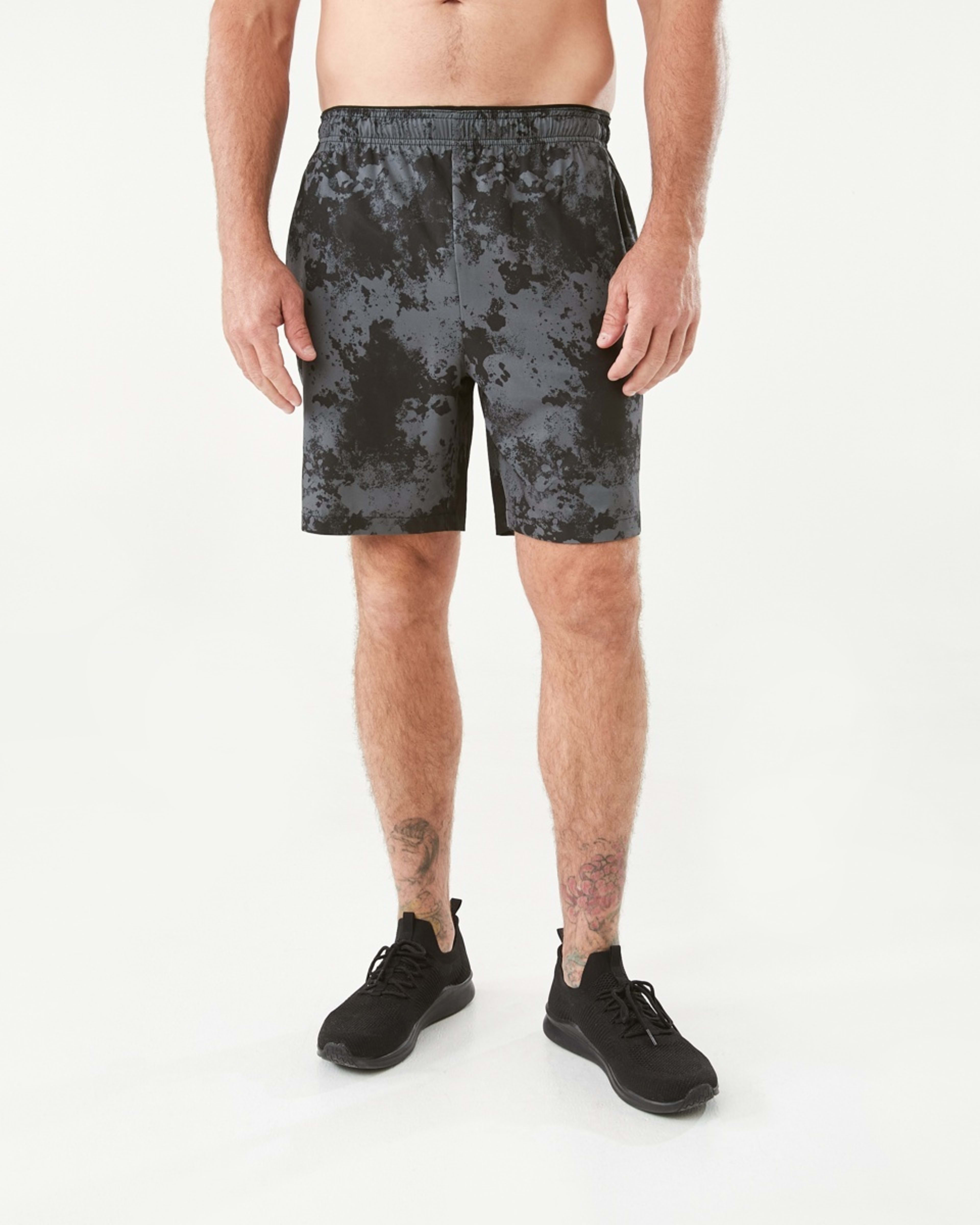 6 Active Mens Gym Shorts Blk Mono, 6 of 6