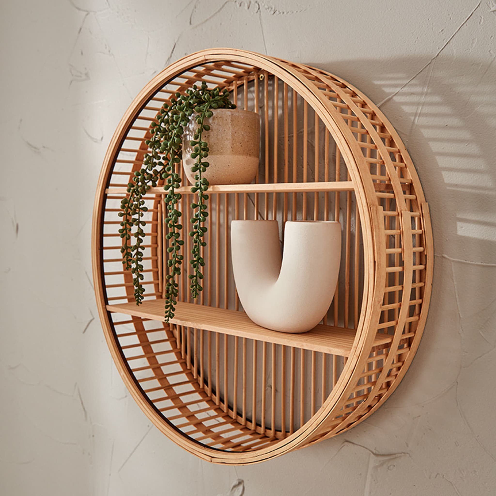 Rattan Look Round Wall Shelf Kmart