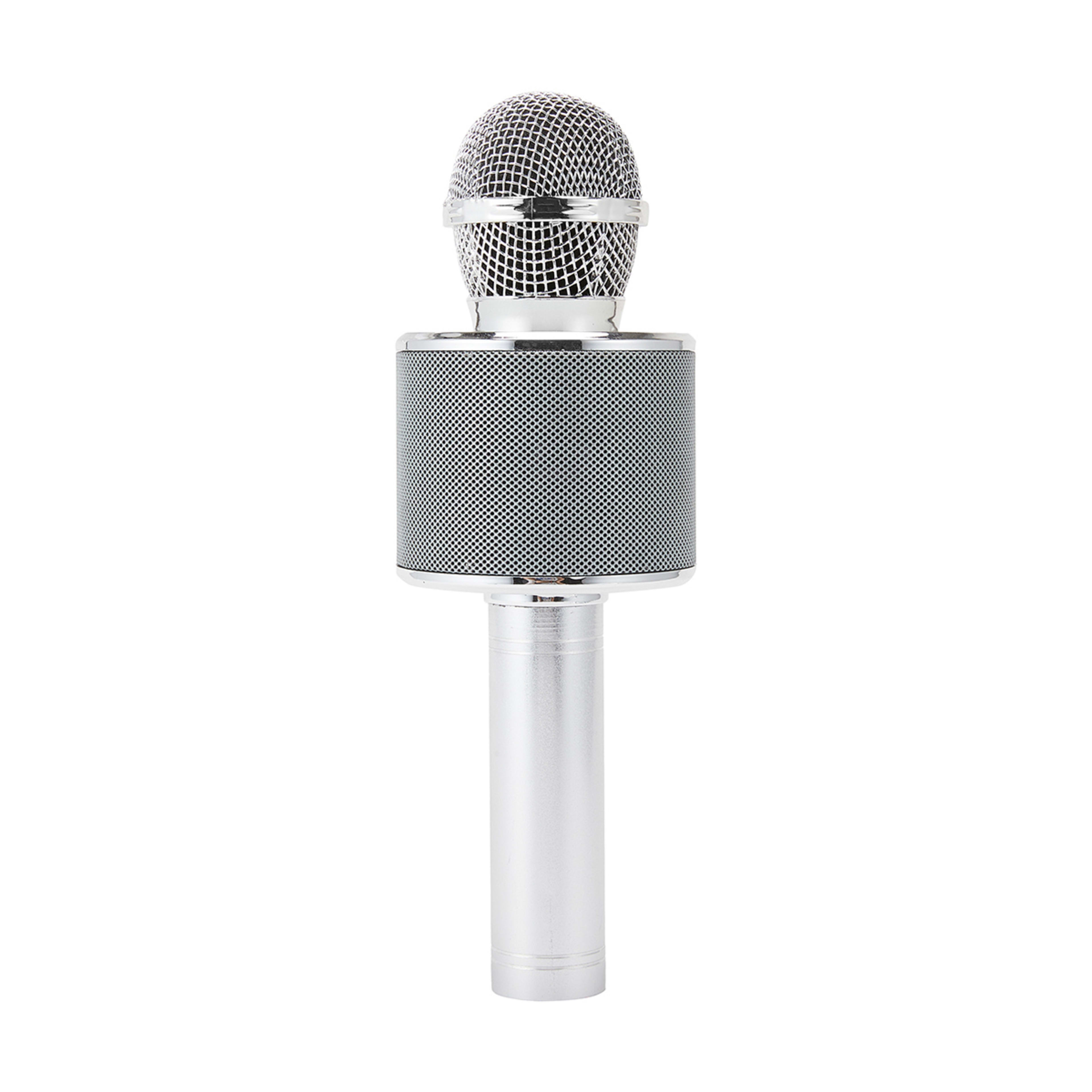 Bluetooth Karaoke Microphone with Speaker Silver Kmart