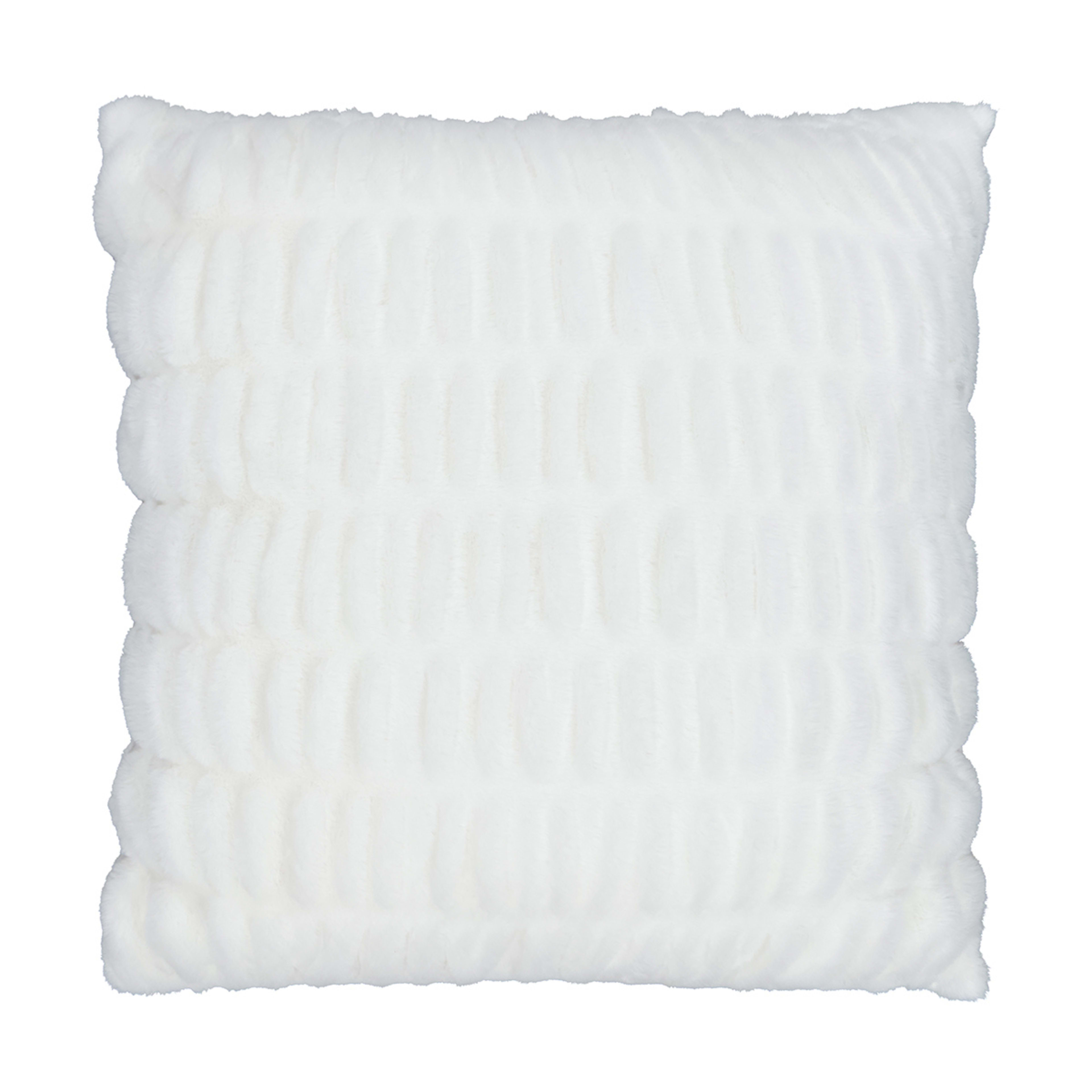 60cm Camille Faux Fur Cushion - White