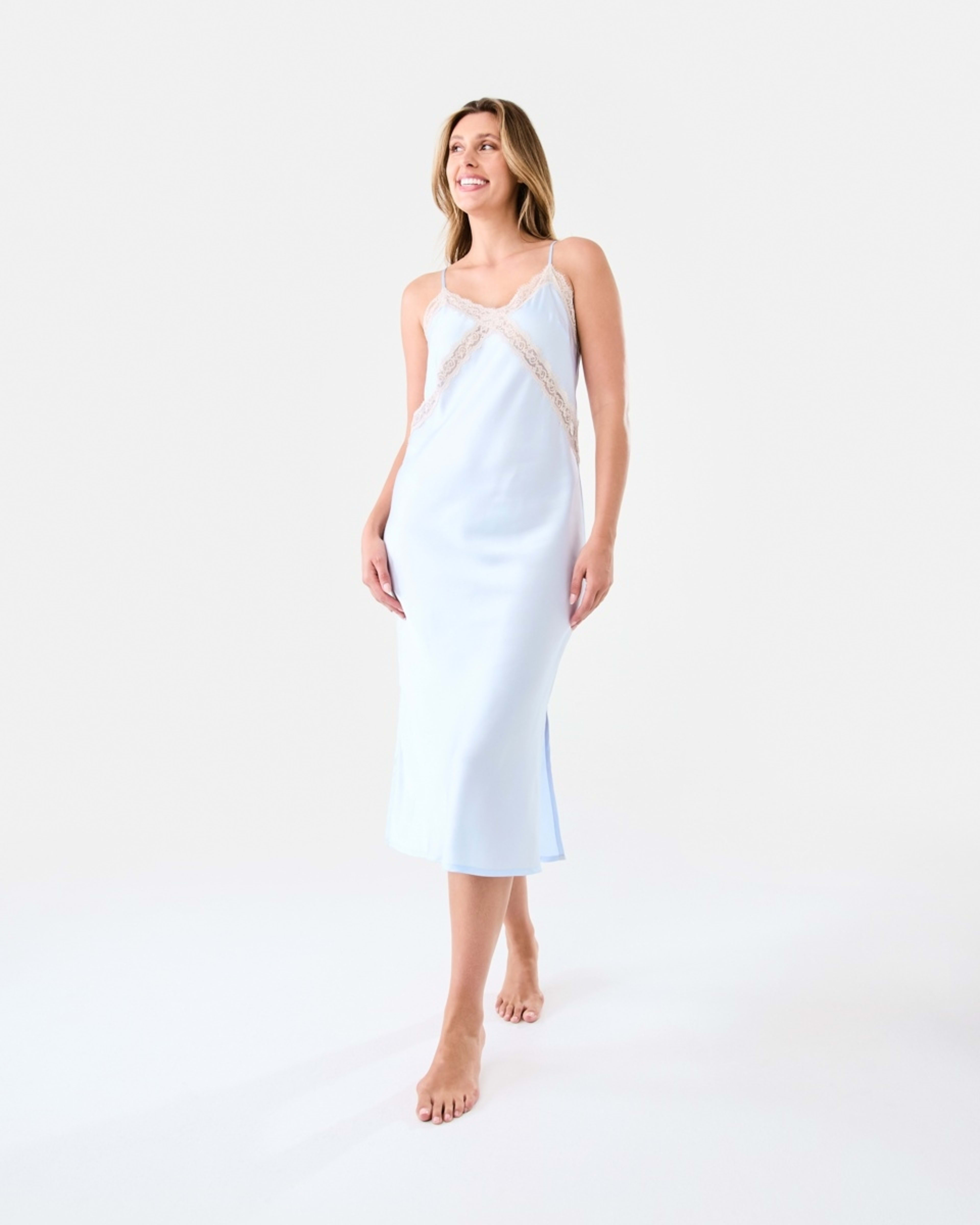 1 Midi Satin Nightie Halo Blue