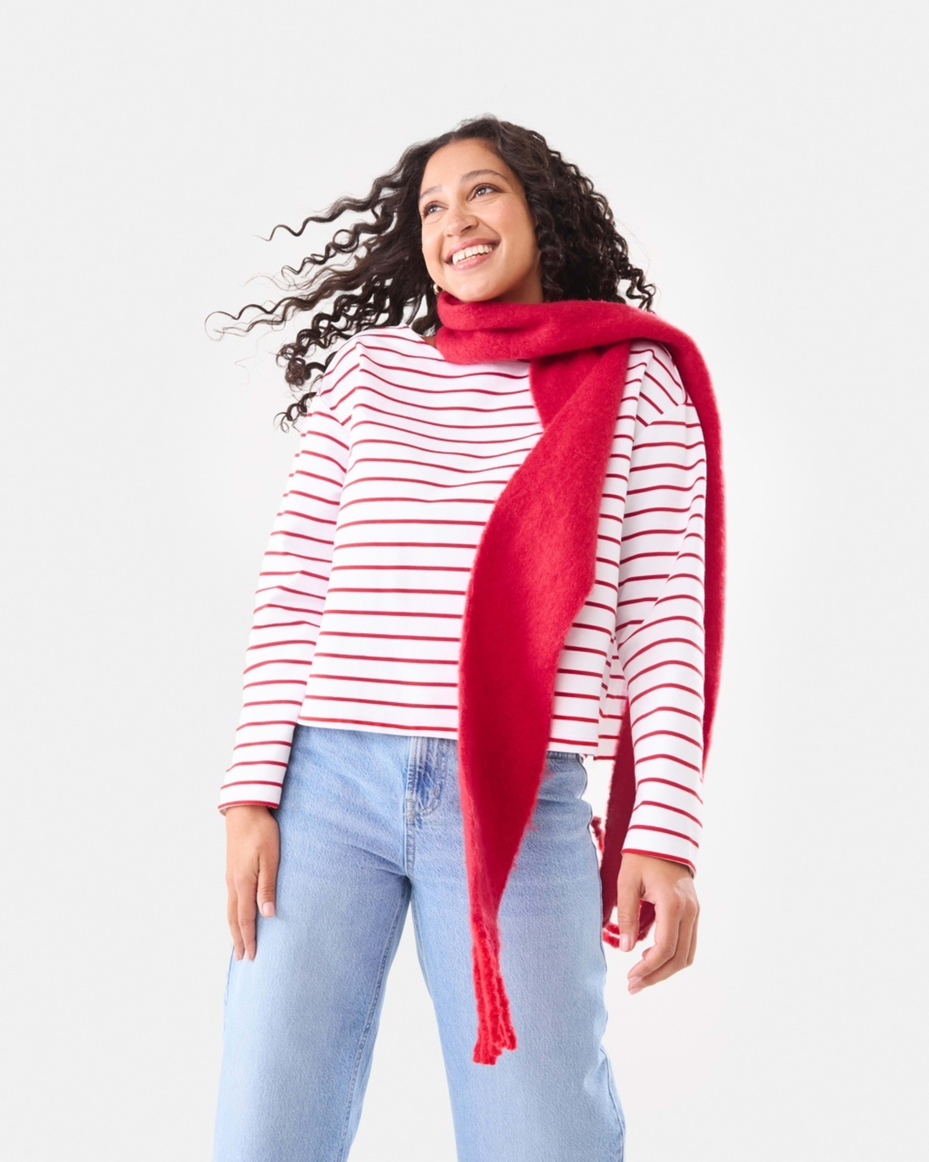 8 Long Sleeve Drop Shoulder T-shirt Red Strp, 8 of 10